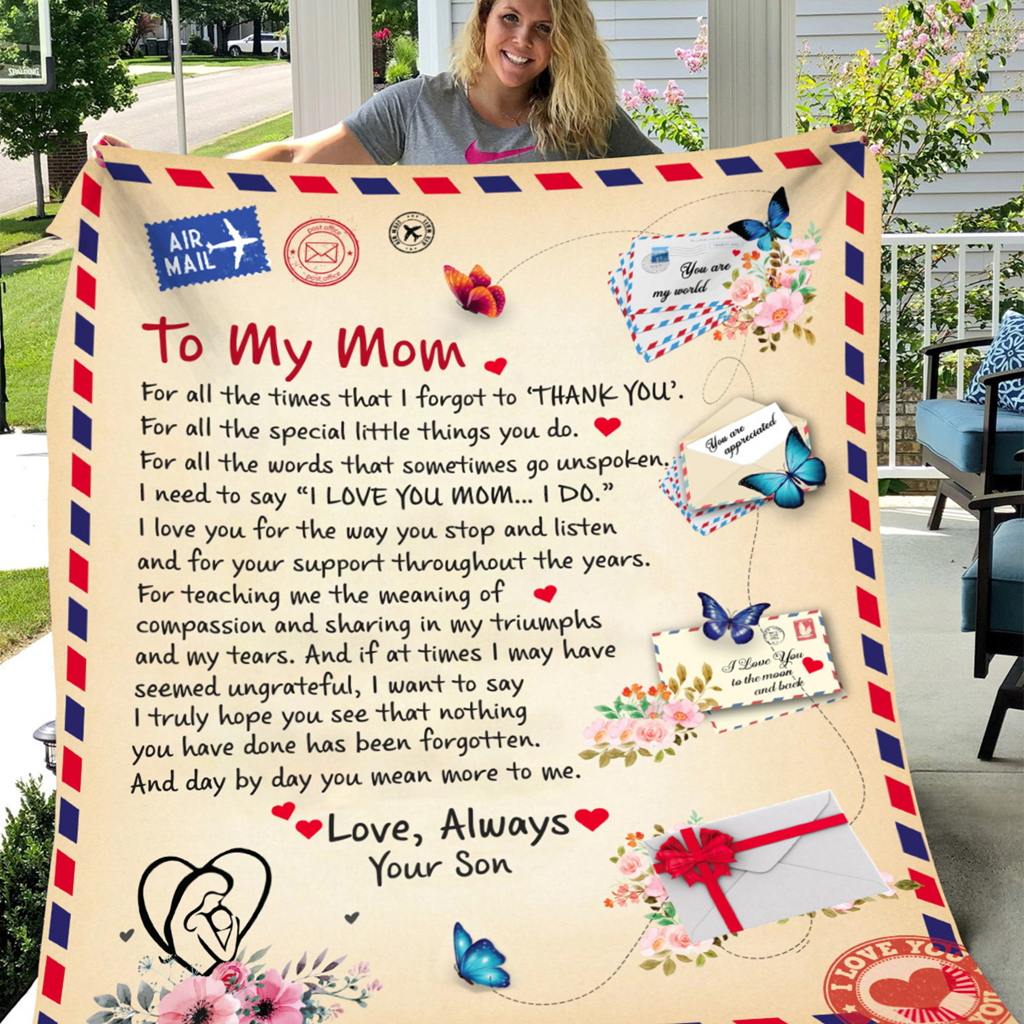 Mom - Giant Post Card Blanket - From Son/Daughter