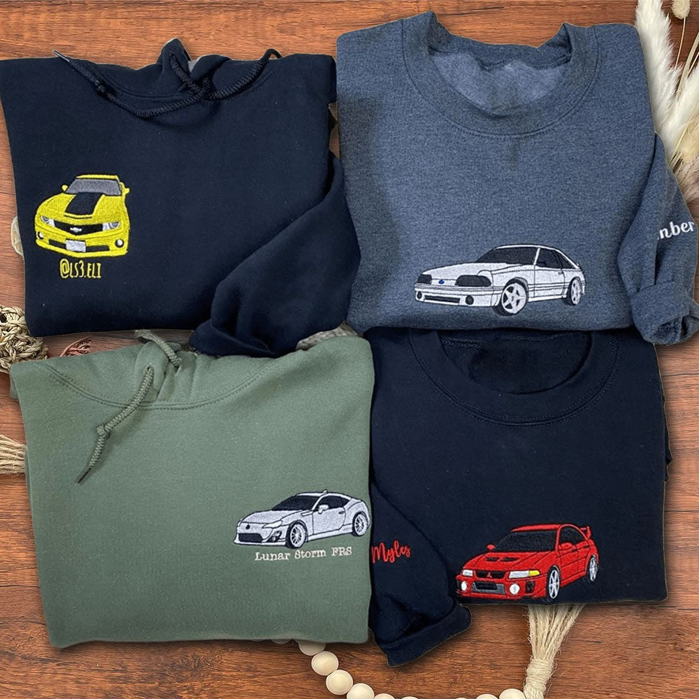 Custom Embroidered Car Hoodie Gifts for Boyfriend Anniversary Gifts for Husband Gift for Car Lovers