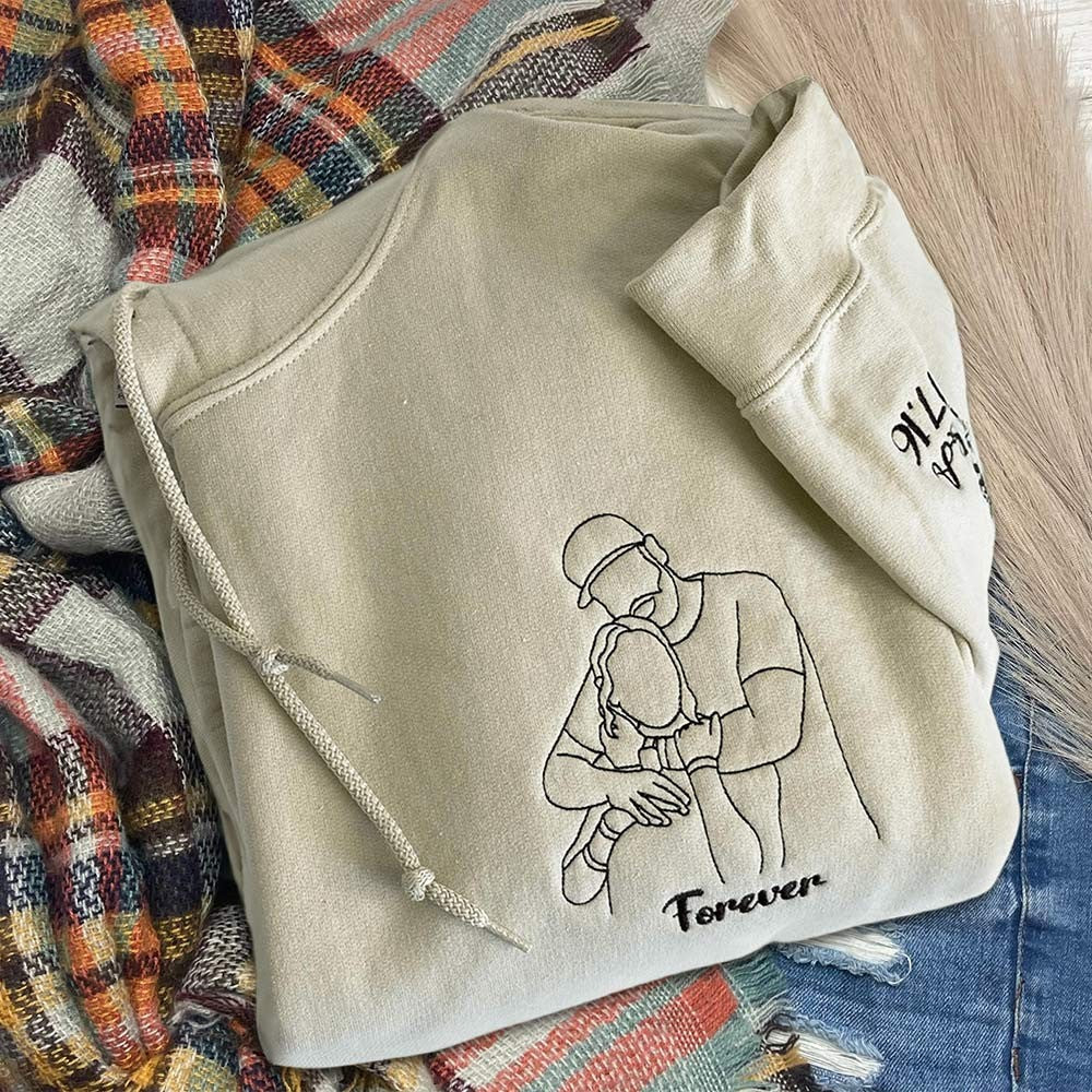 Custom Embroidered Photo Portrait Sweatshirt Personalized Matching Couple Hoodie Anniversary Gifts Valentine's Day Gifts for Couple