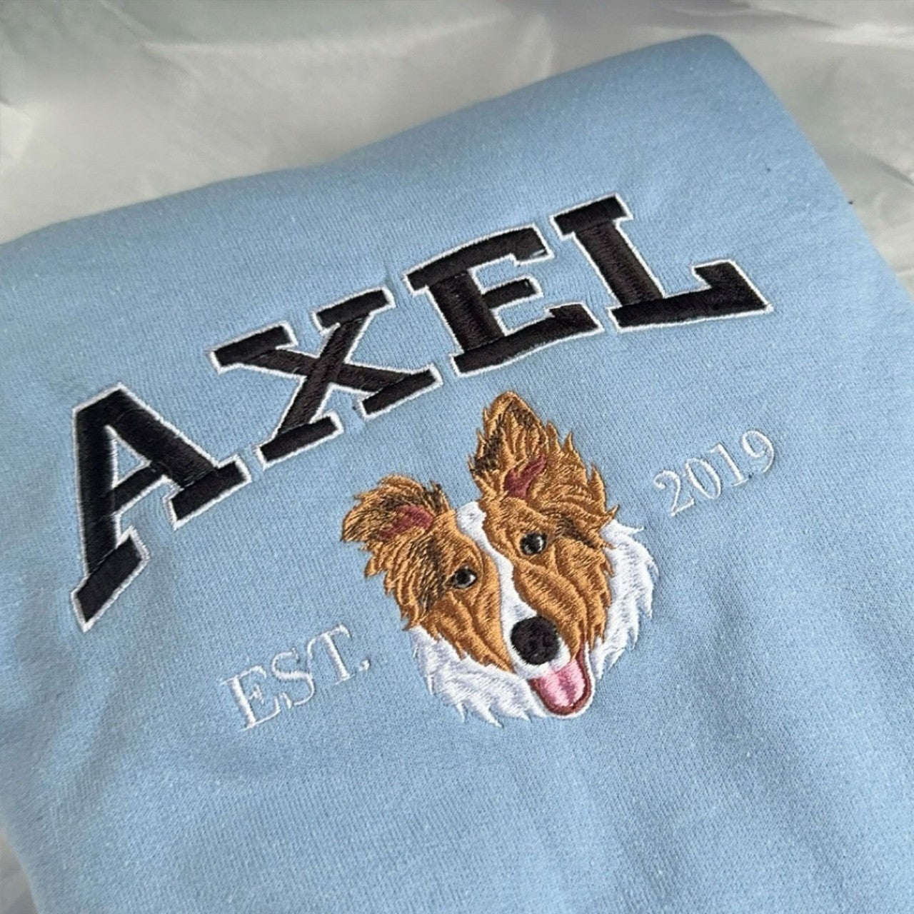 Custom Full-Color Varsity Dog Face Embroidered Hoodie