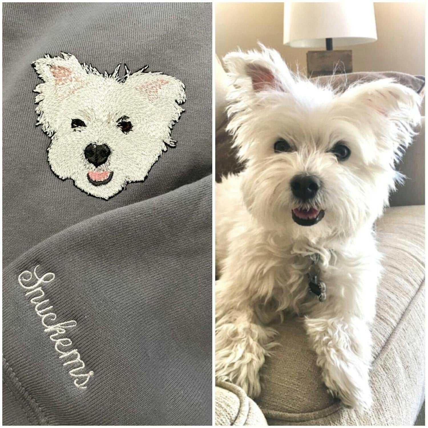 Custom Full-Color Dog Face Photo Embroidered Sweatshirt