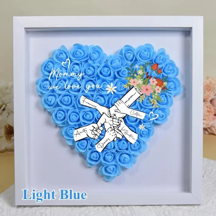Personalized Flower Handprints Flower Shadow Box For Mom Gift | Mother’s Day gift