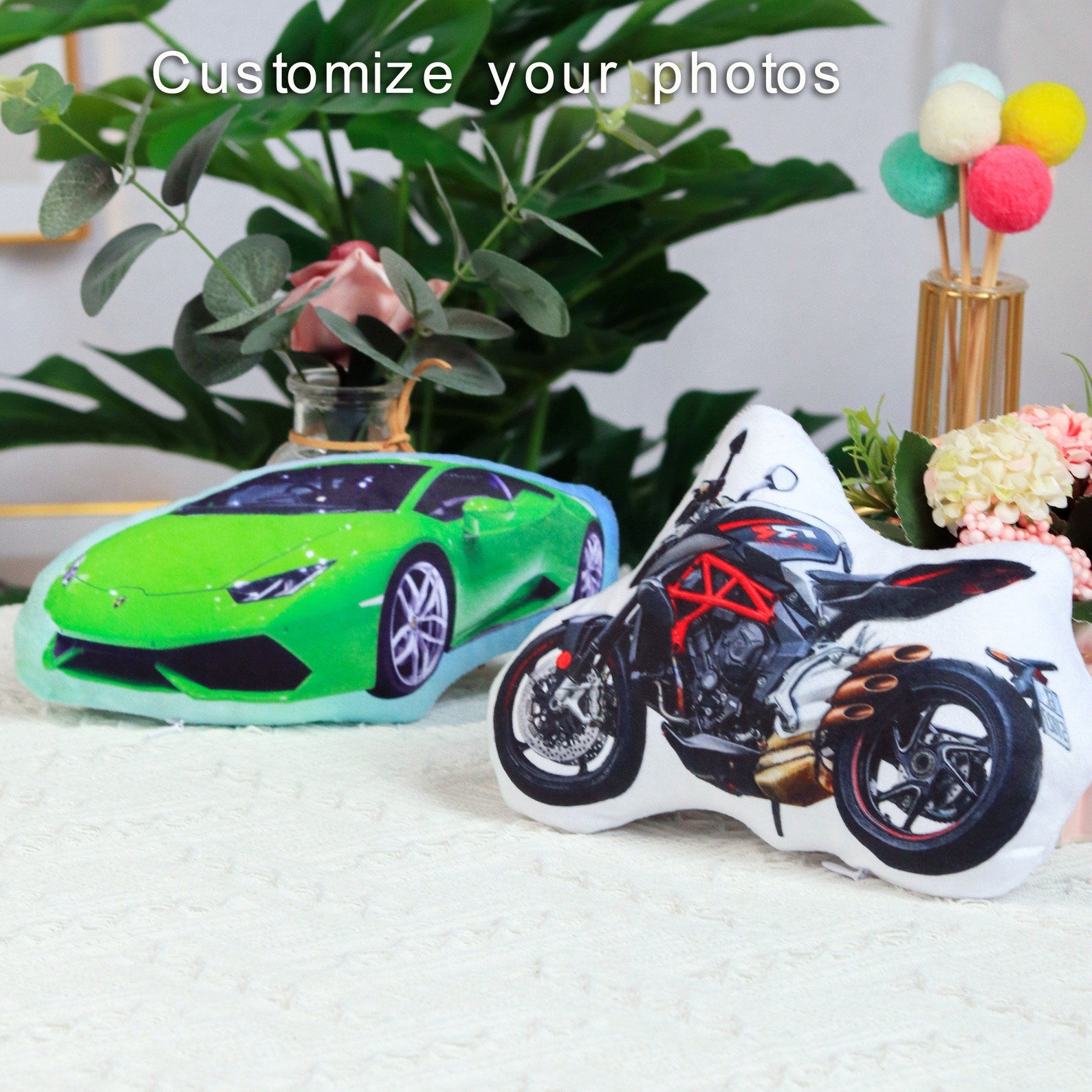 Personalized Car/Motorcycle Photo Pillow: Custom Racing Toys Cushion