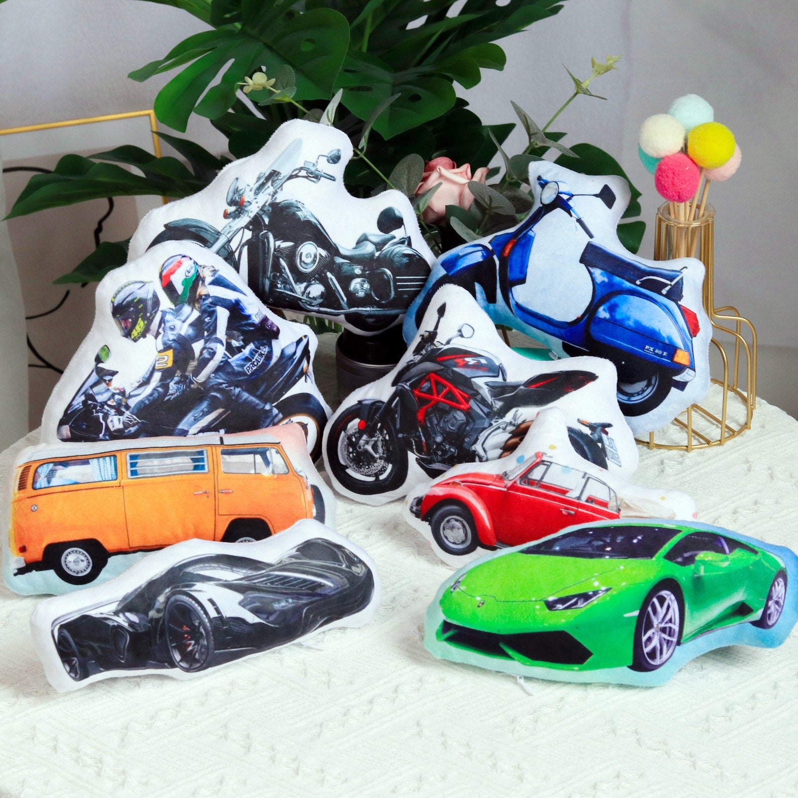 Personalized Car/Motorcycle Photo Pillow: Custom Racing Toys Cushion