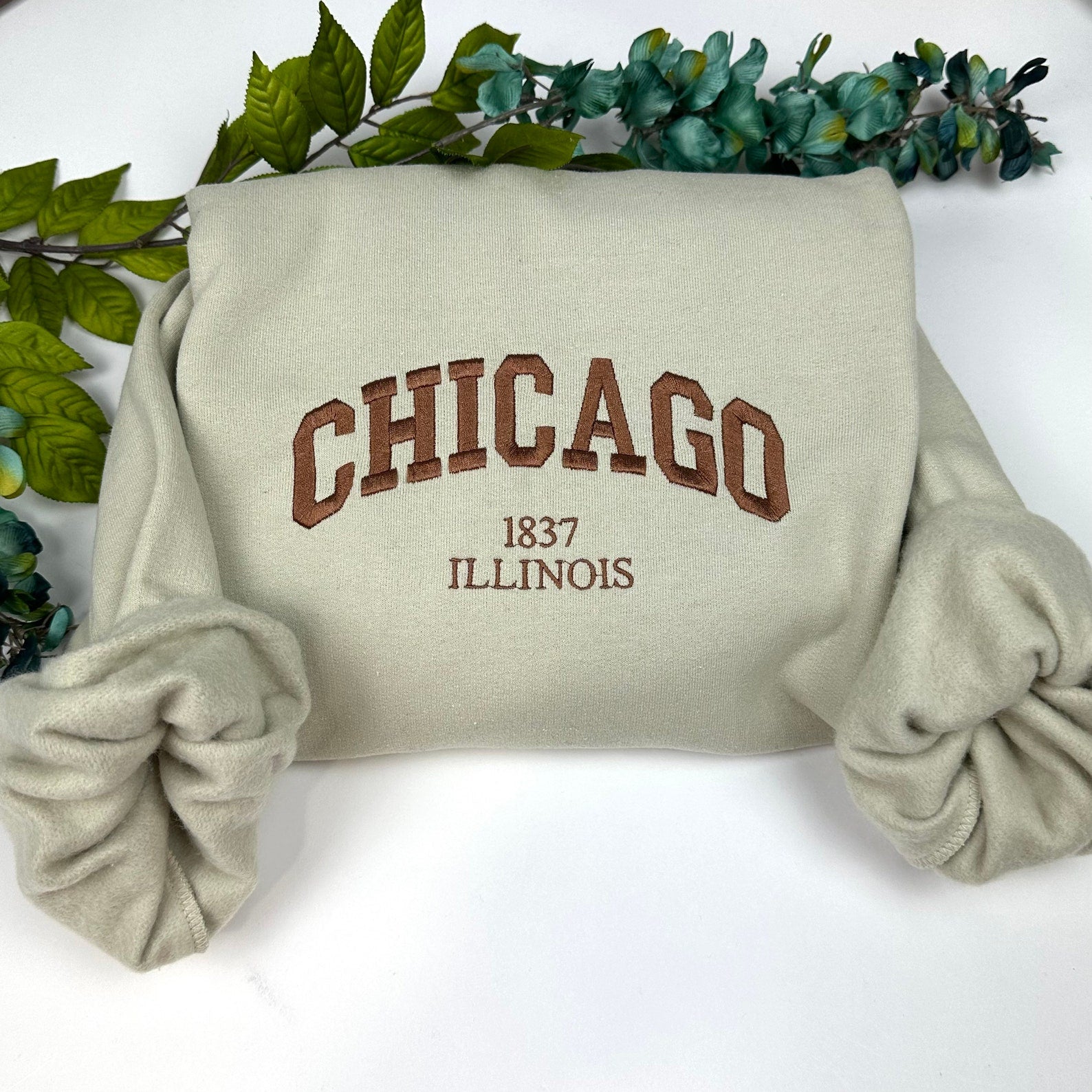 Chicago Embroidered Sweatshirt - Custom College City Embroidered Sweatshirts Illinois