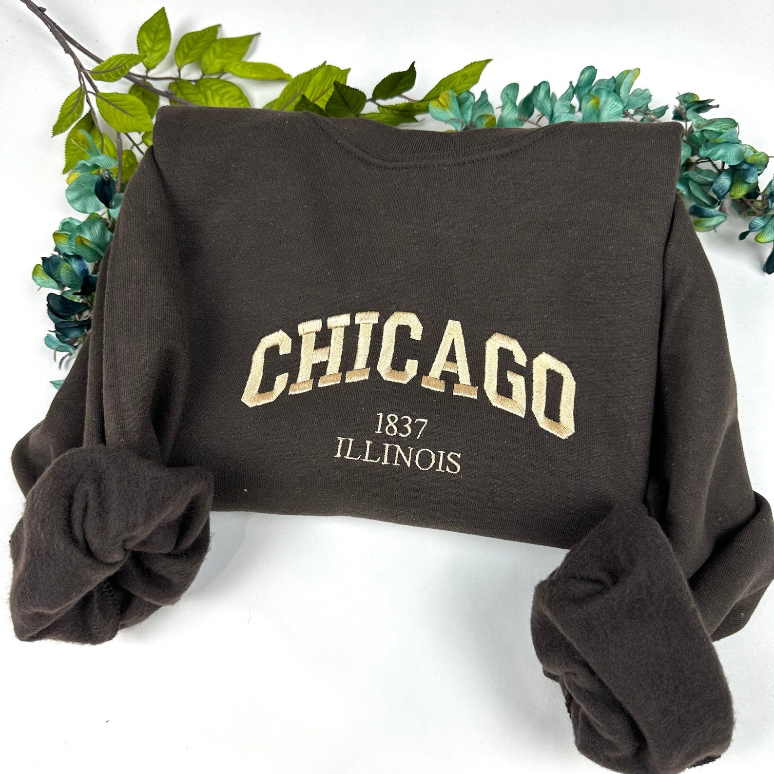 Chicago Embroidered Sweatshirt - Custom College City Embroidered Sweatshirts Illinois
