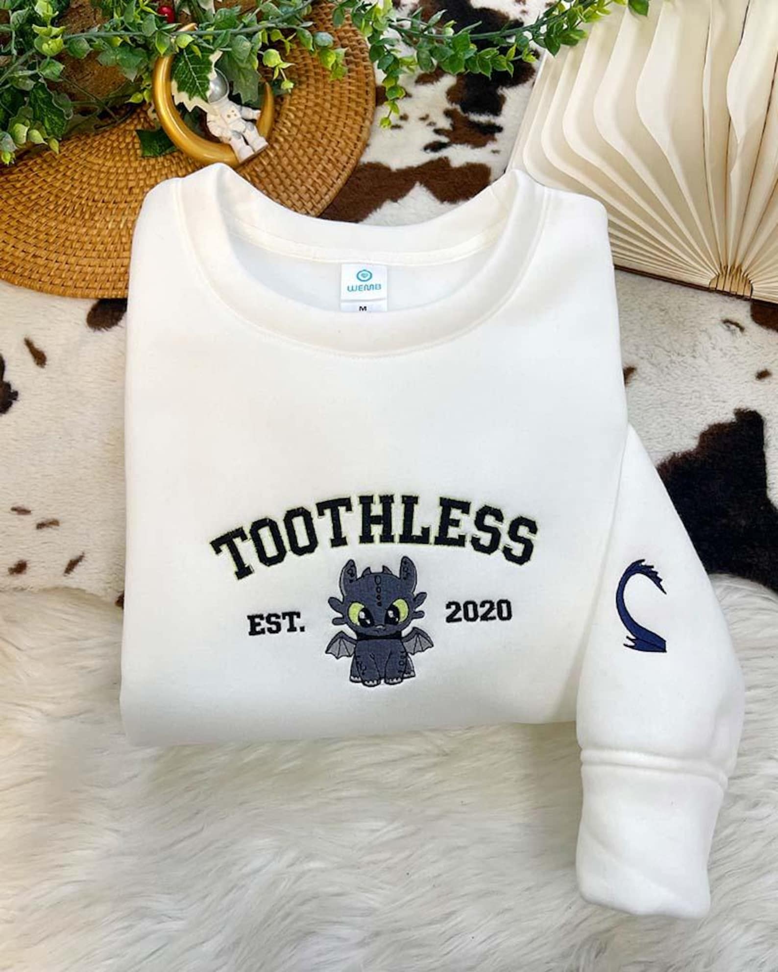 Custom Embroidered Toothless And Light Fury Couple Sweatshirt, Couple Gift For Her Him