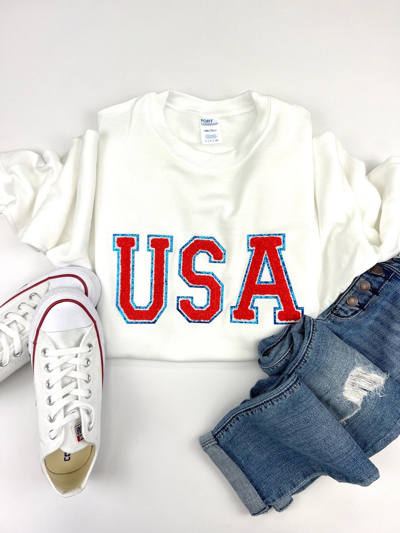 Chic USA Embroidered Sweatshirt-Independence Day Outfit