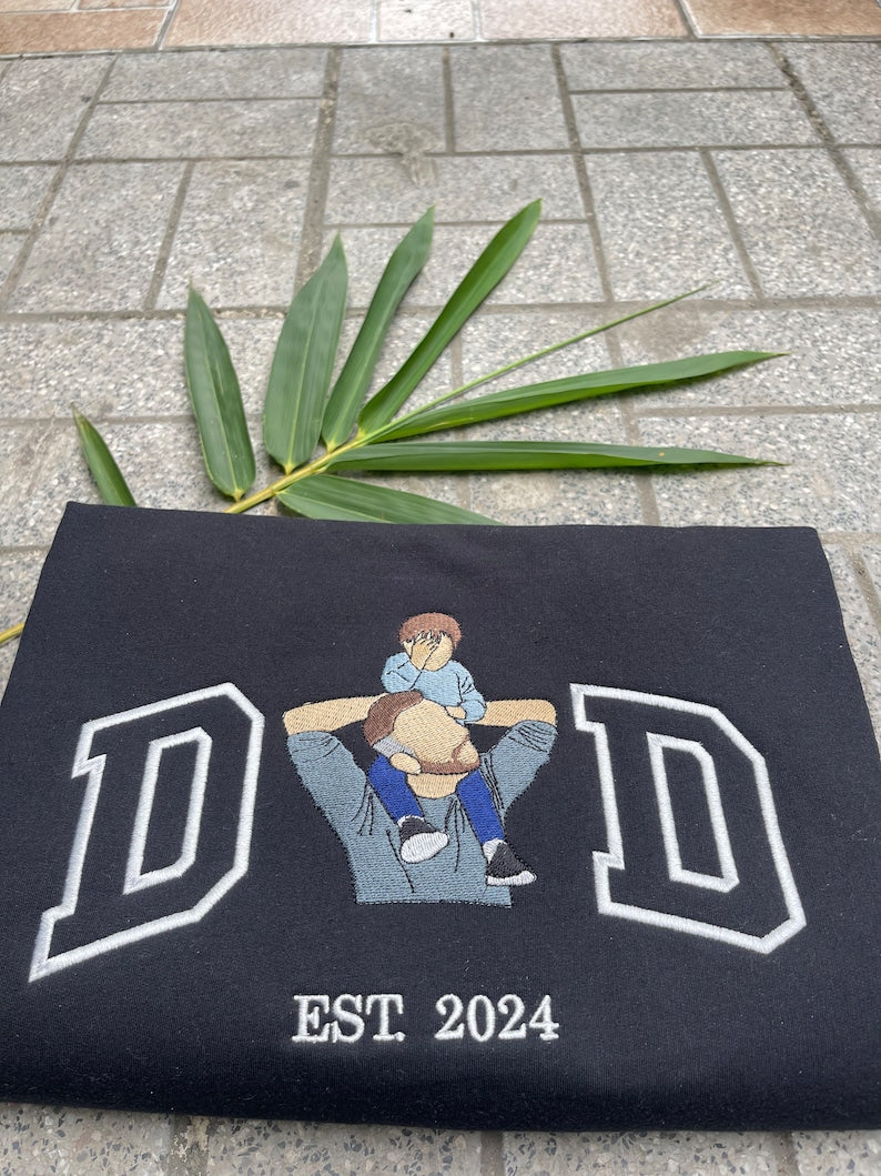 Custom Green Embroidered Dad Crewneck Sweatshirt,Father's Day Gift