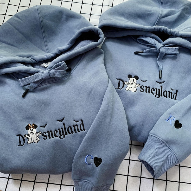 Custom Halloween Embroidered Cartoon Character Sweatshirt for Couple