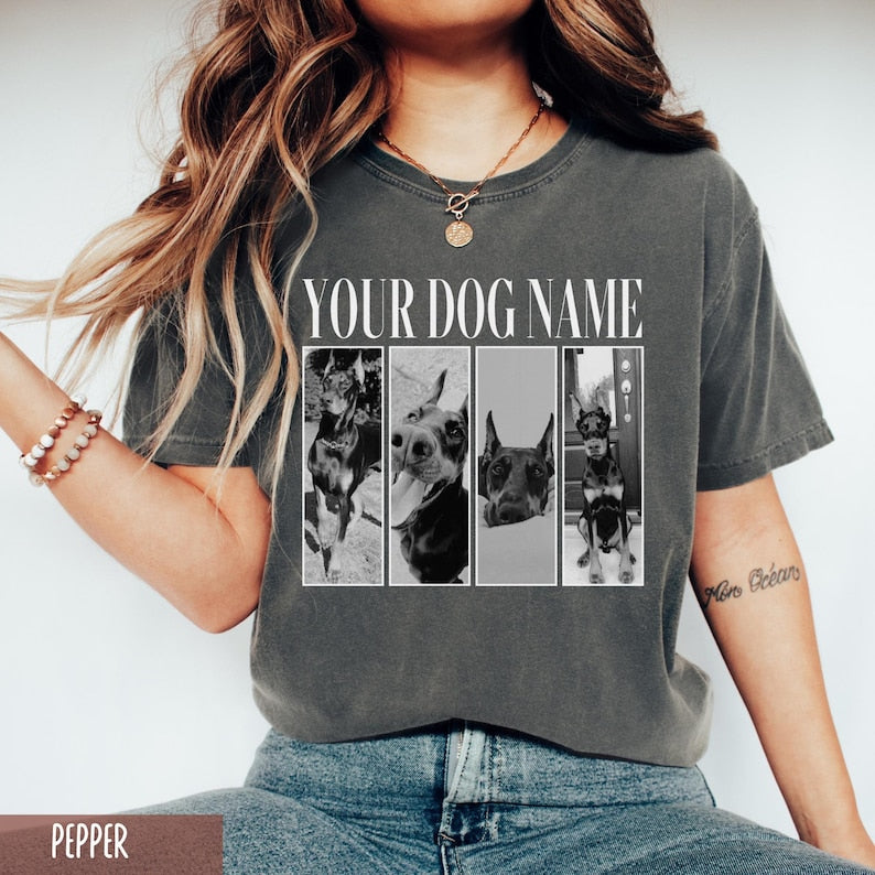 Funny Vintage Bootleg Dog T-Shirt – Custom Pet Tee with Your Dog’s Name & Image