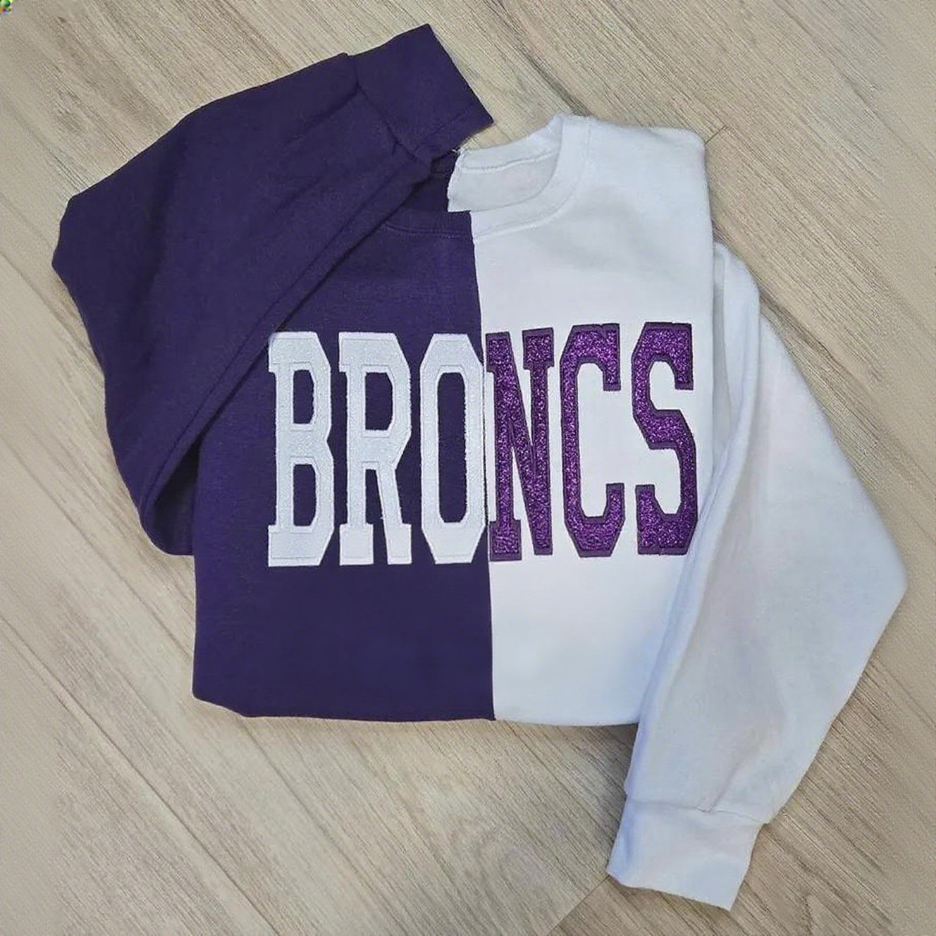 Custom Glitter Embroidered Two Tone Team Sweatshirt