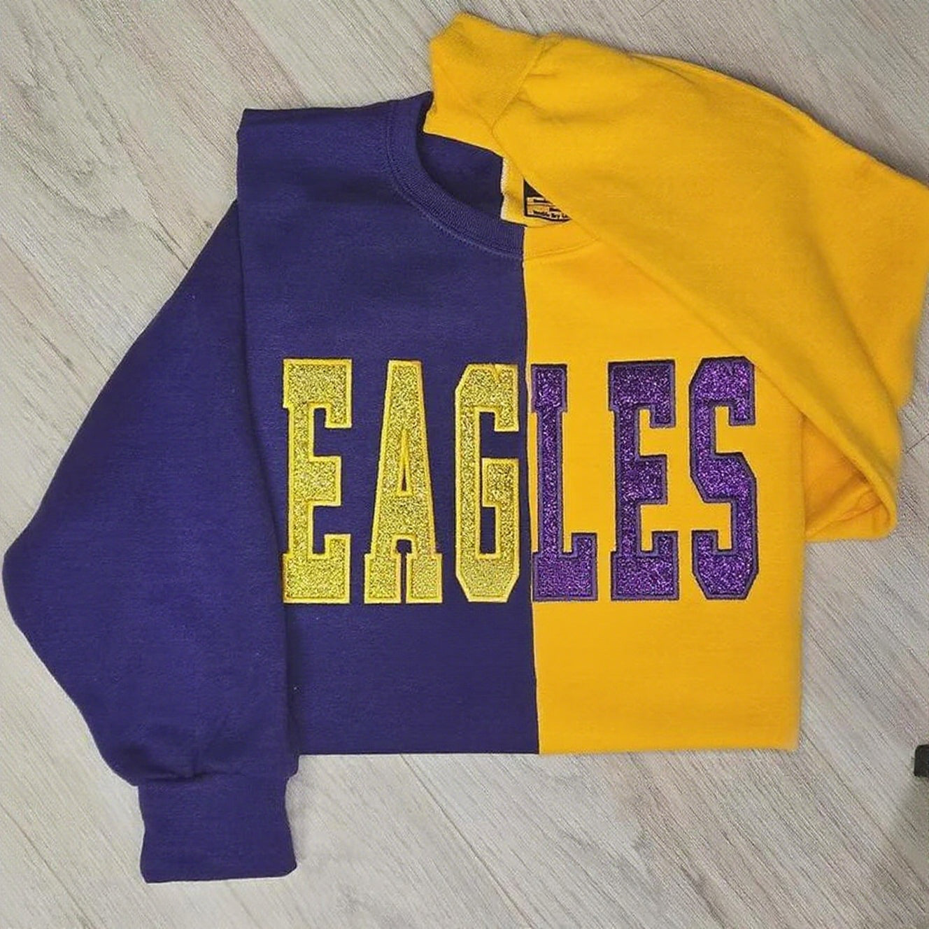 Custom Glitter Embroidered Two Tone Sweatshirt