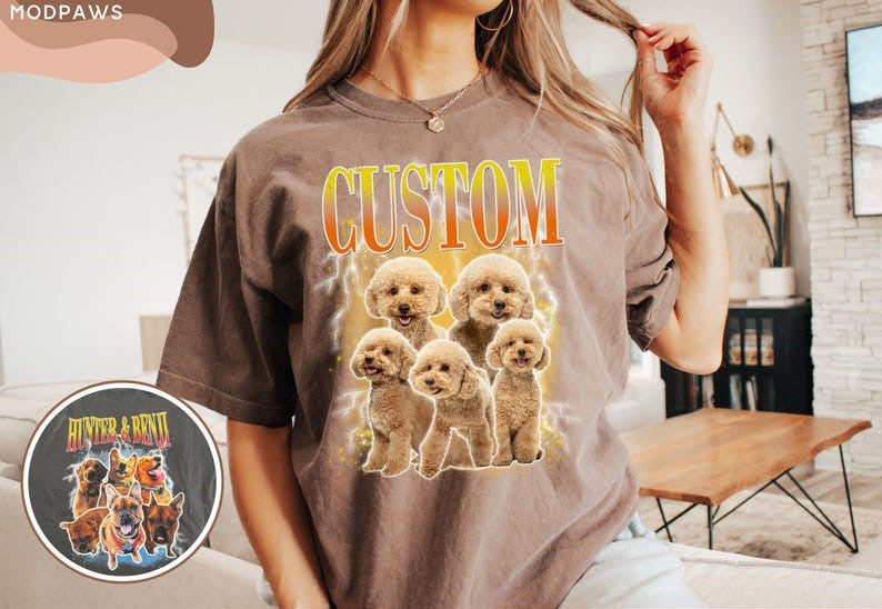 Personalized Turned-Print Dog Shirt – Custom Vintage T-shirt with Your Pet