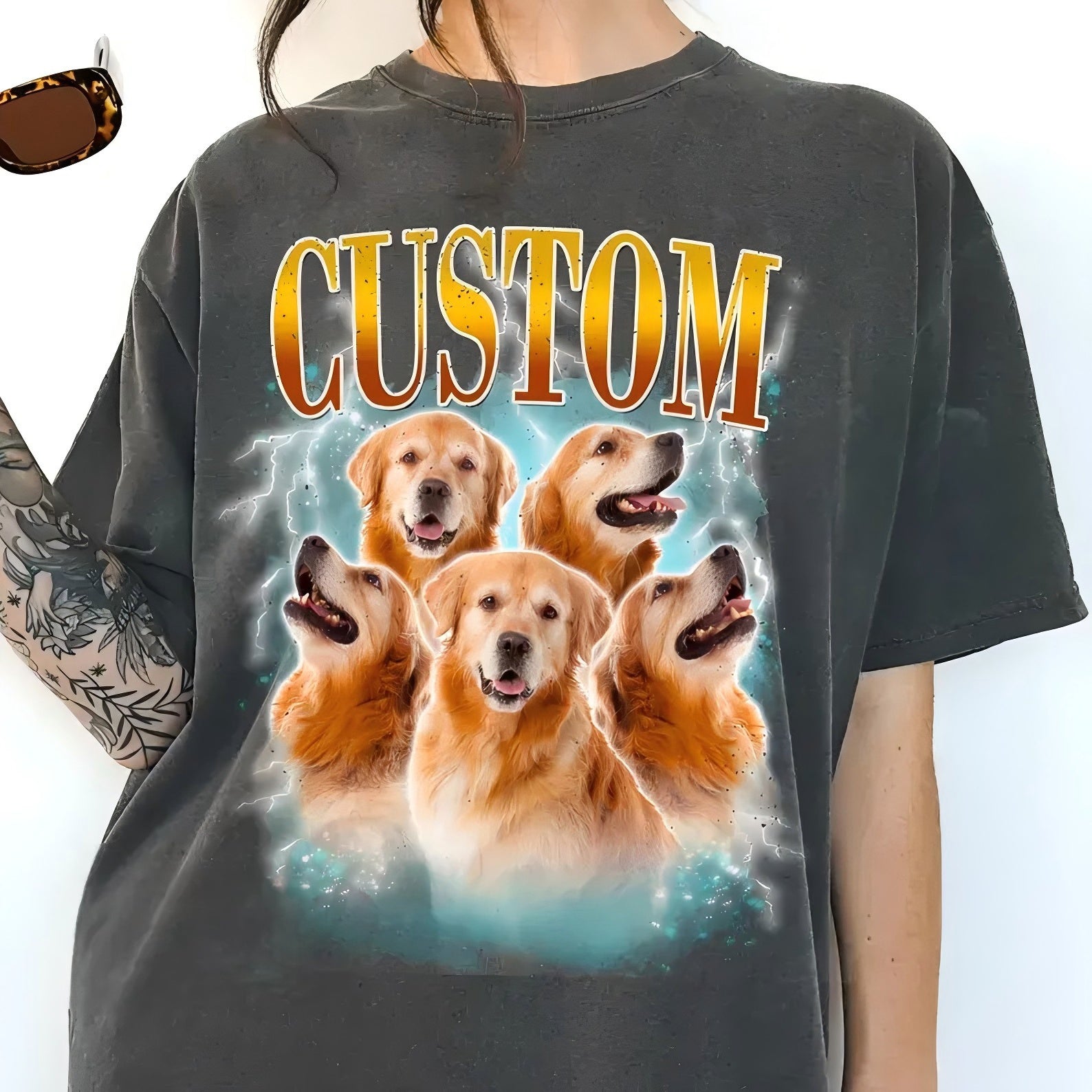 Personalized Turned-Print Dog Shirt – Custom Vintage T-shirt with Your Pet