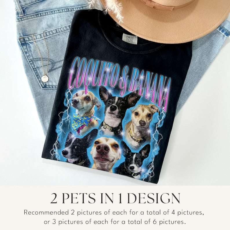 Custom Pet Photo Vintage T-Shirt – Personalized Turned-Print Shirt for Dogs | for Pet Lovers