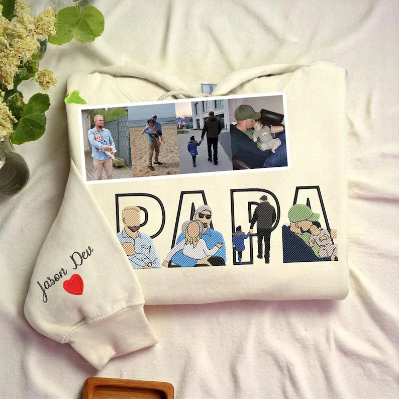 Personalized Dad Photo Sweatshirt - Embroidered Memorial Keepsake for Father's Day