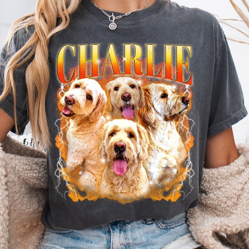 Custom Pet Photo Vintage T-Shirt – Personalized Turned-Print Shirt for Dogs | for Pet Lovers