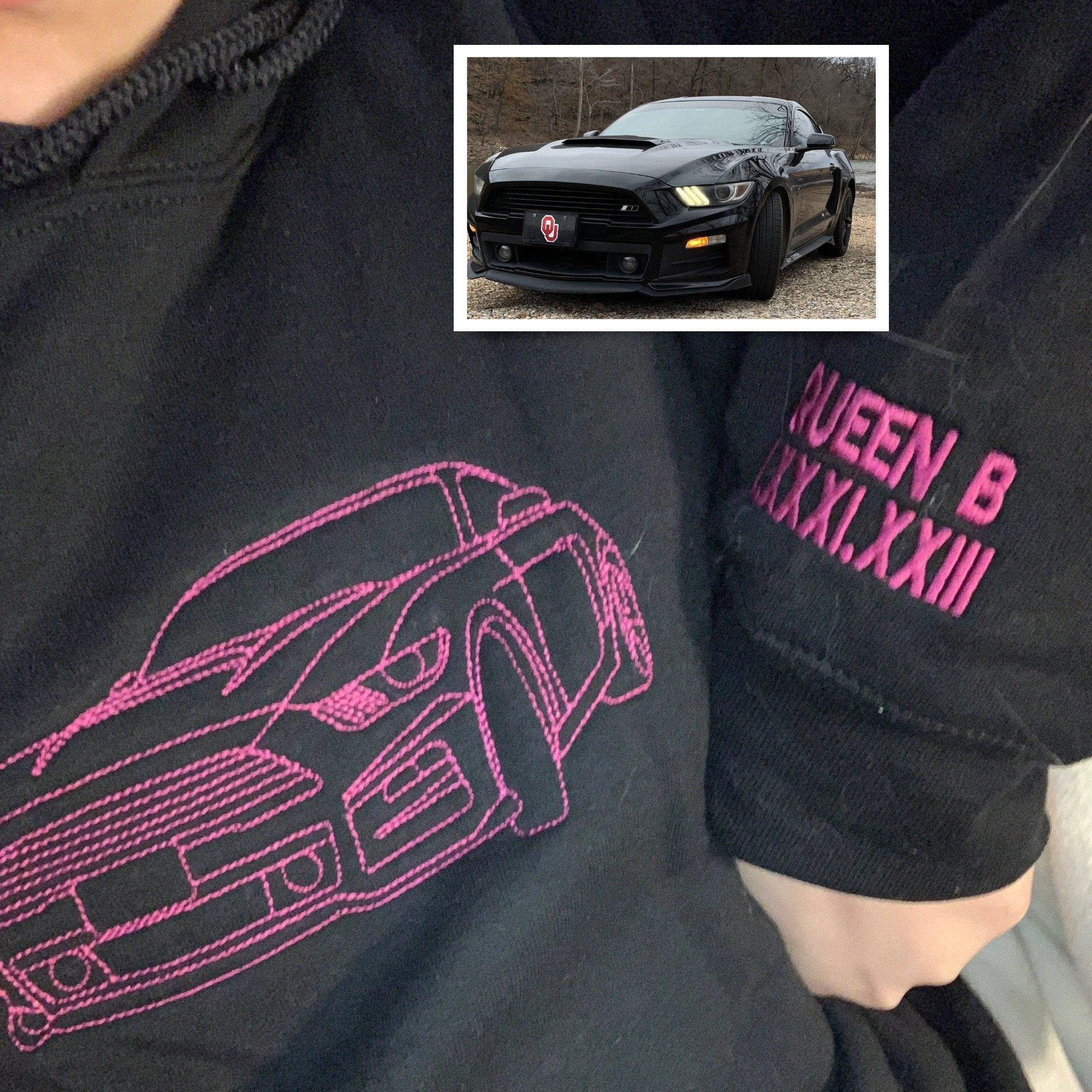 Custom Embroidered Car Outline Sweatshirt from Your Photo For Car Lover