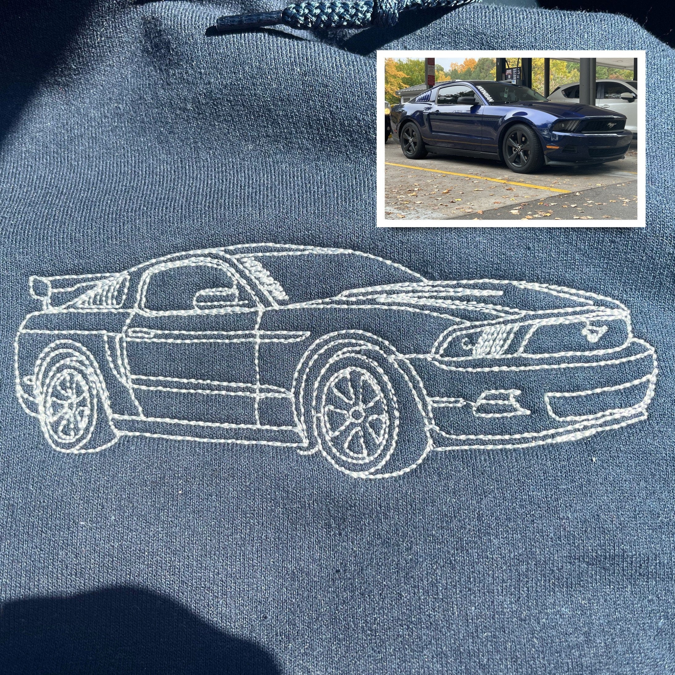 Custom Embroidered Car Outline Sweatshirt from Your Photo For Car Lover
