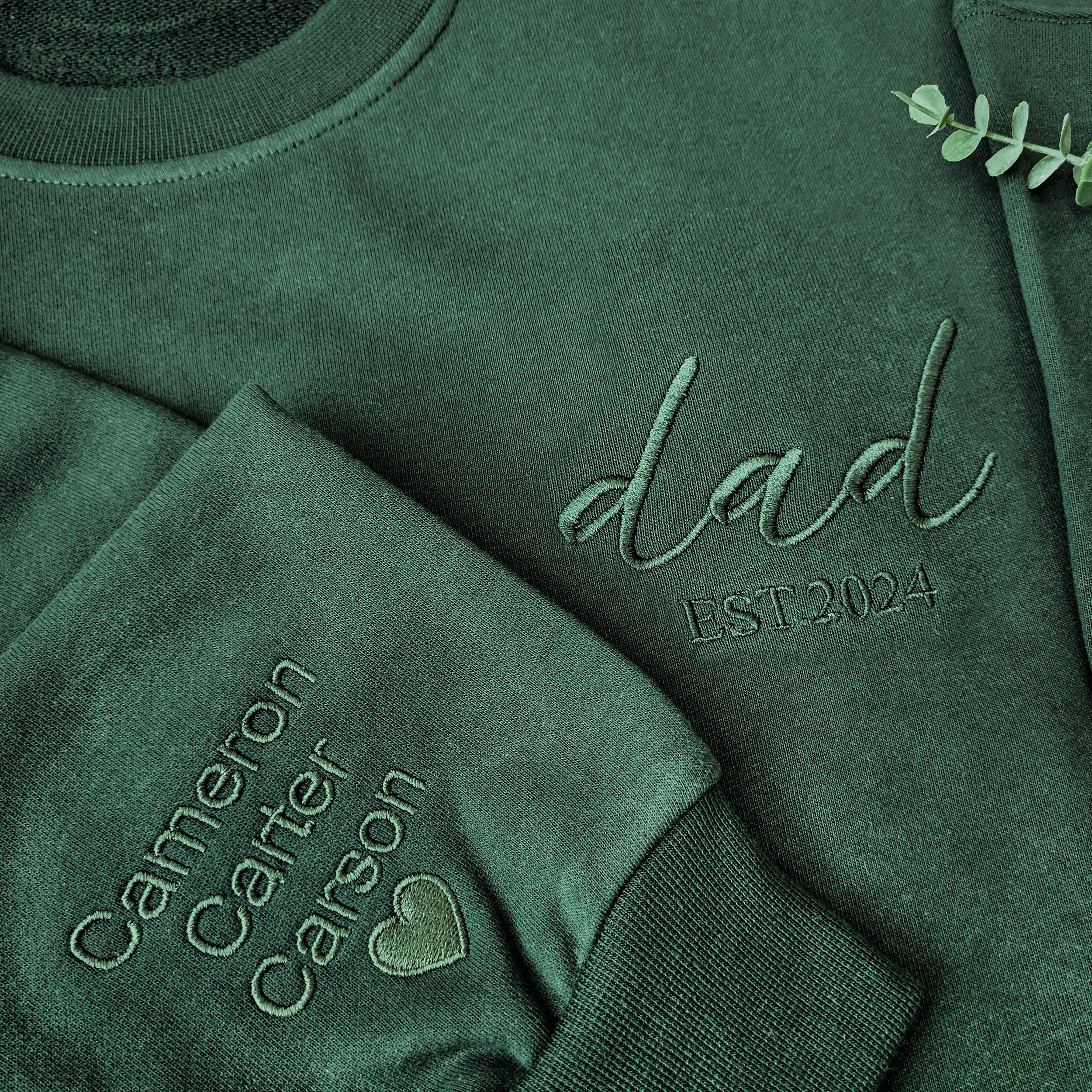 Custom Embroidered Dad Sweatshirt With Kids Names on Sleeve