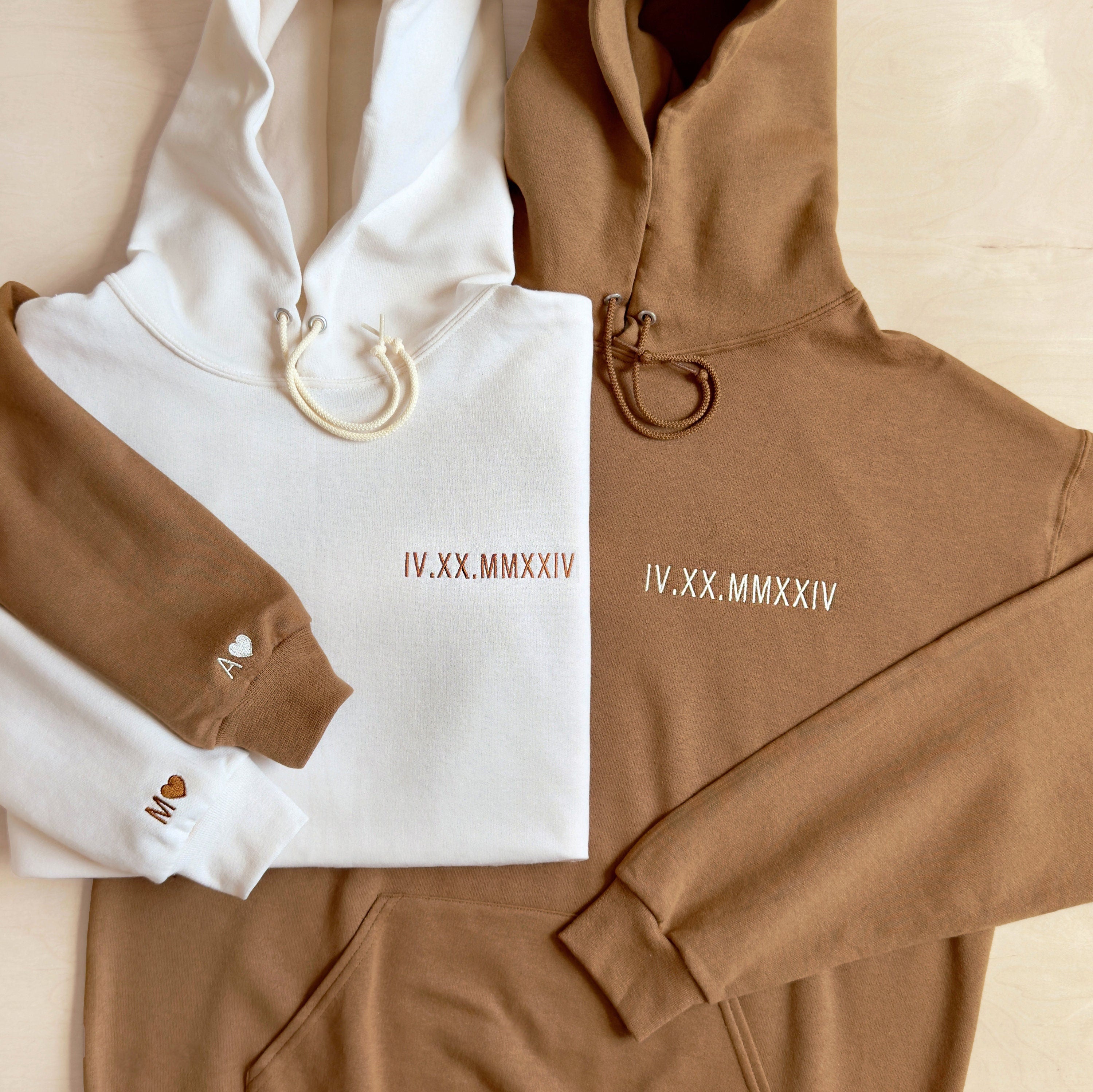 Custom Embroidered Roman Numeral Hoodie For Valentine Day