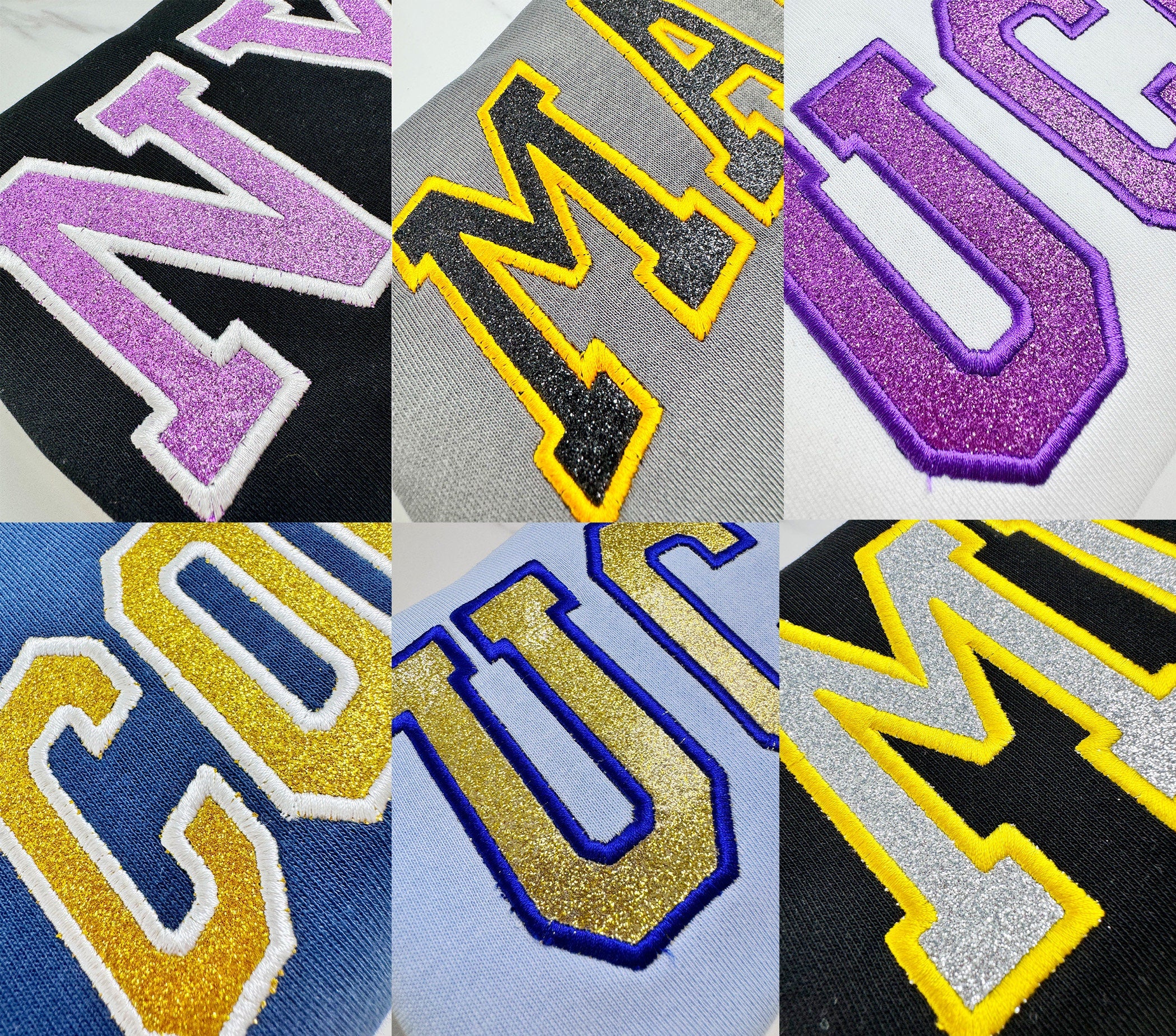 Custom Embroidered With Filled Glitter College Sweatshirt