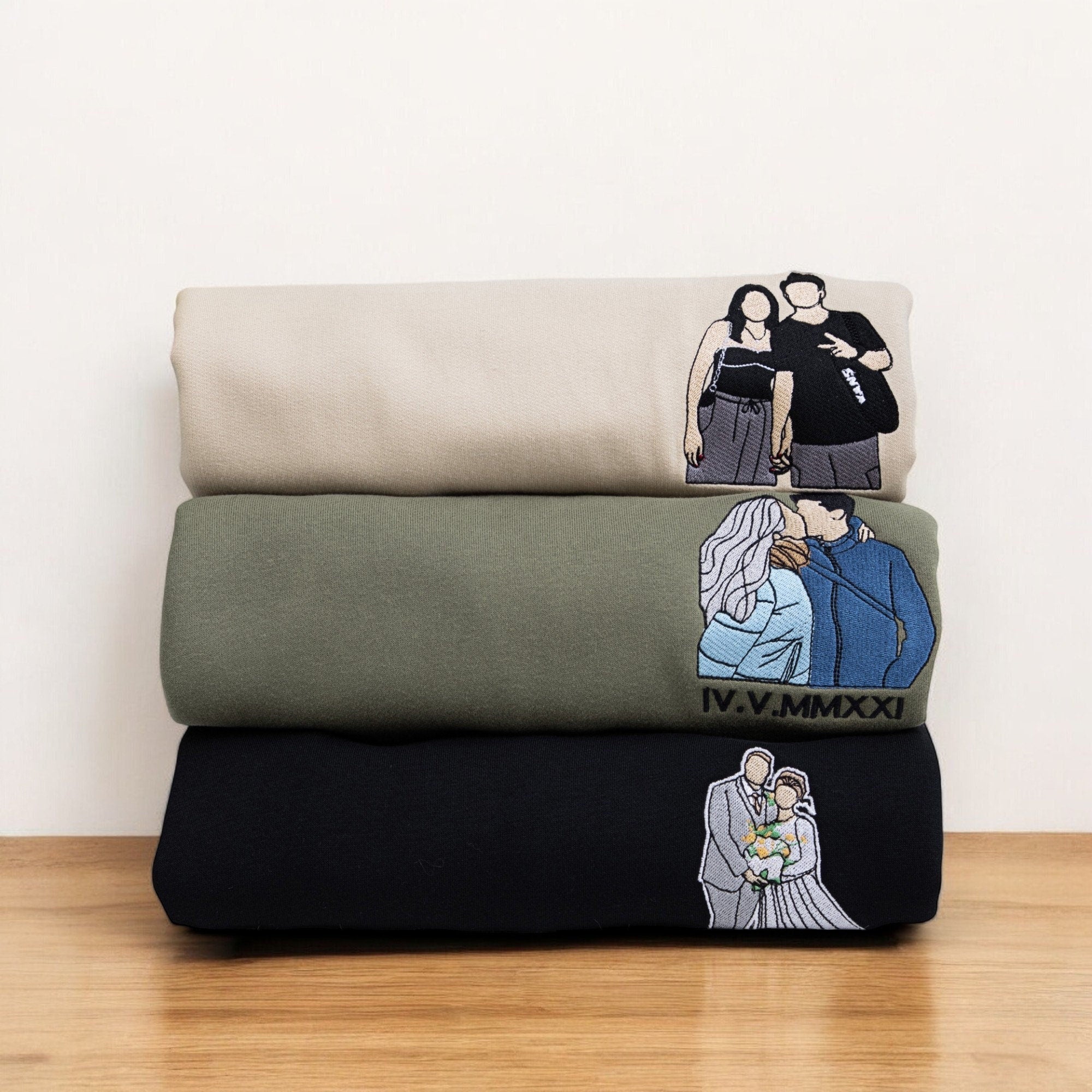 Custom Embroidered Photo Portrait Sweatshirt Hoodie | Valentine's Day Gifts