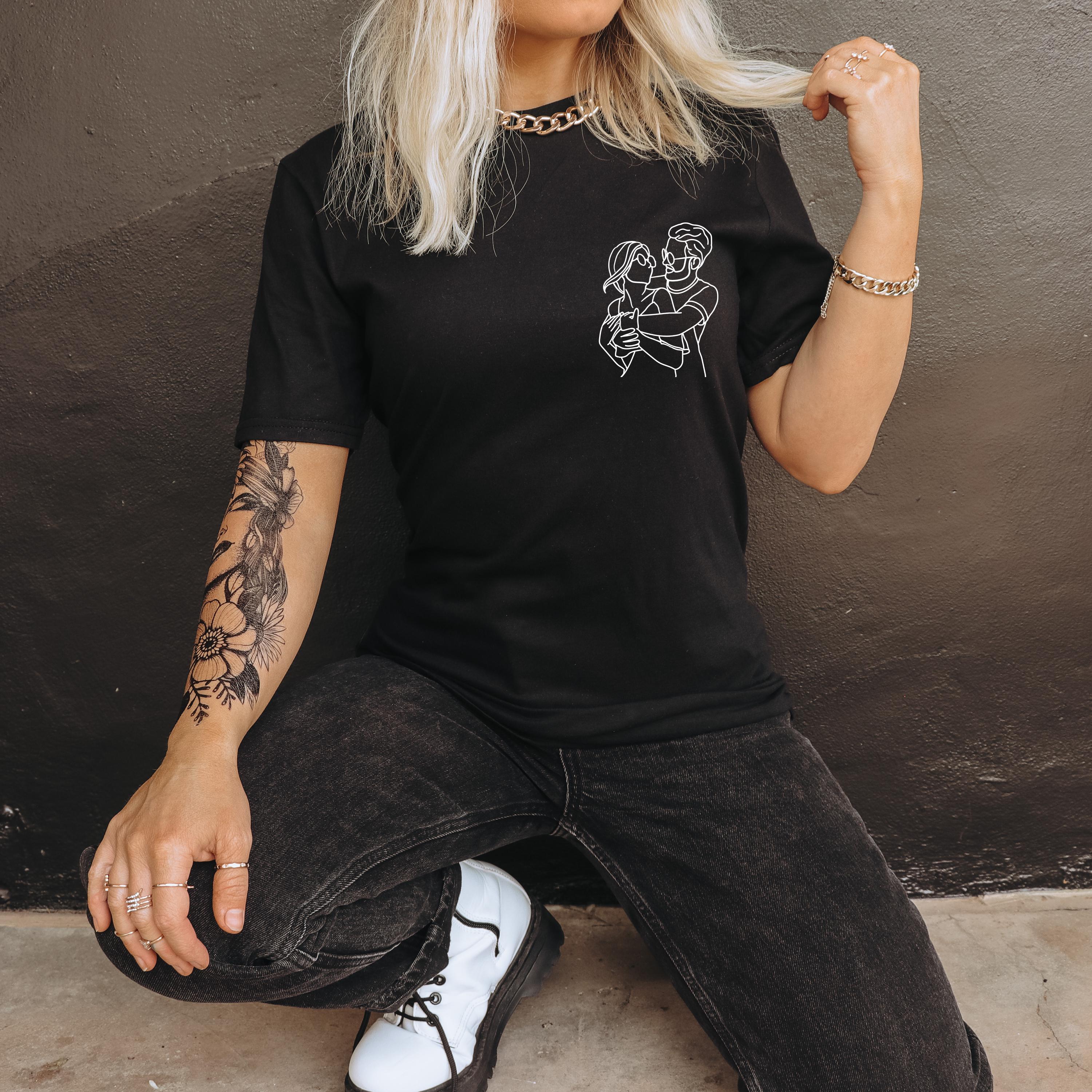 Custom Portrait From Photo To Shirt, Outline Photo Sweatshirt, Custom Photo, Custom Portrait, Couple Hoodie, Couple Shirt, Couples Hoodie