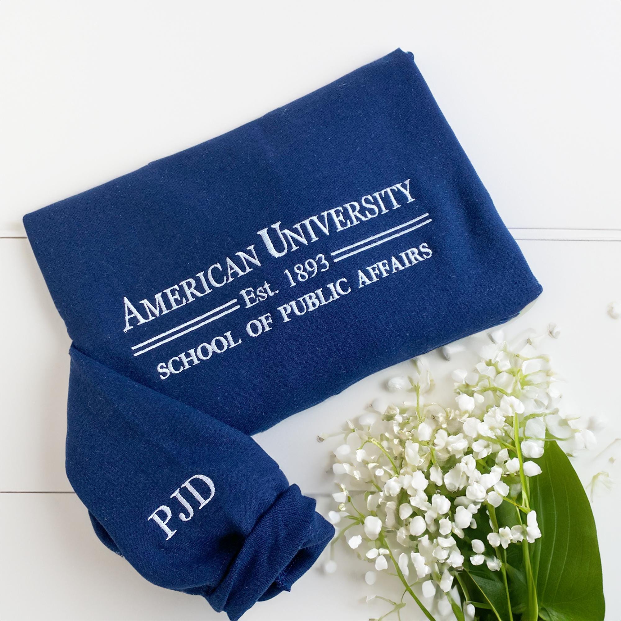 Custom Embroidered University College New Student Letter Sweatshirt | Gifts for Sports Mom
