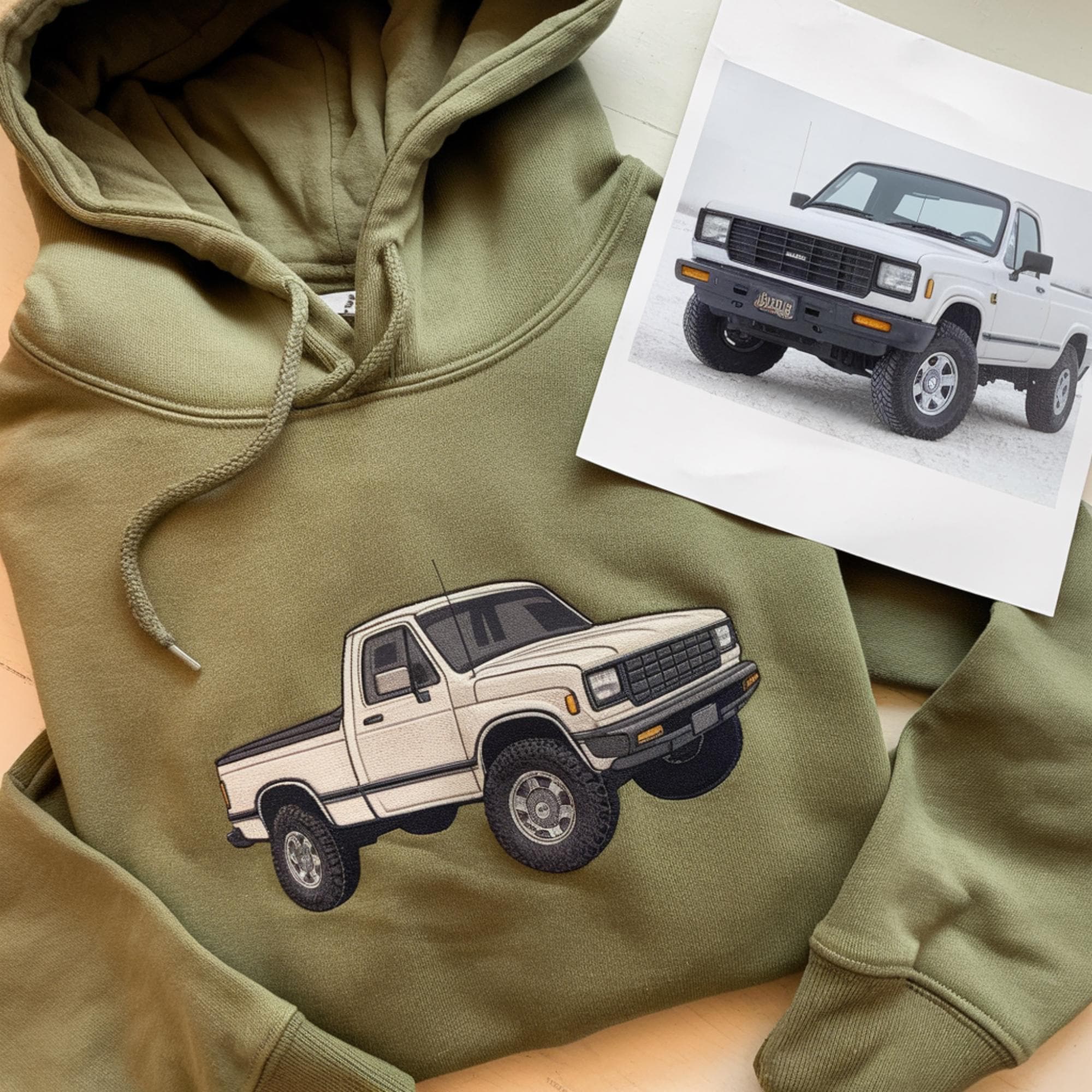 Custom Valentine Gifts for Boyfriend, Personalized Embroidered Car Portrait Hoodie, gift for him
