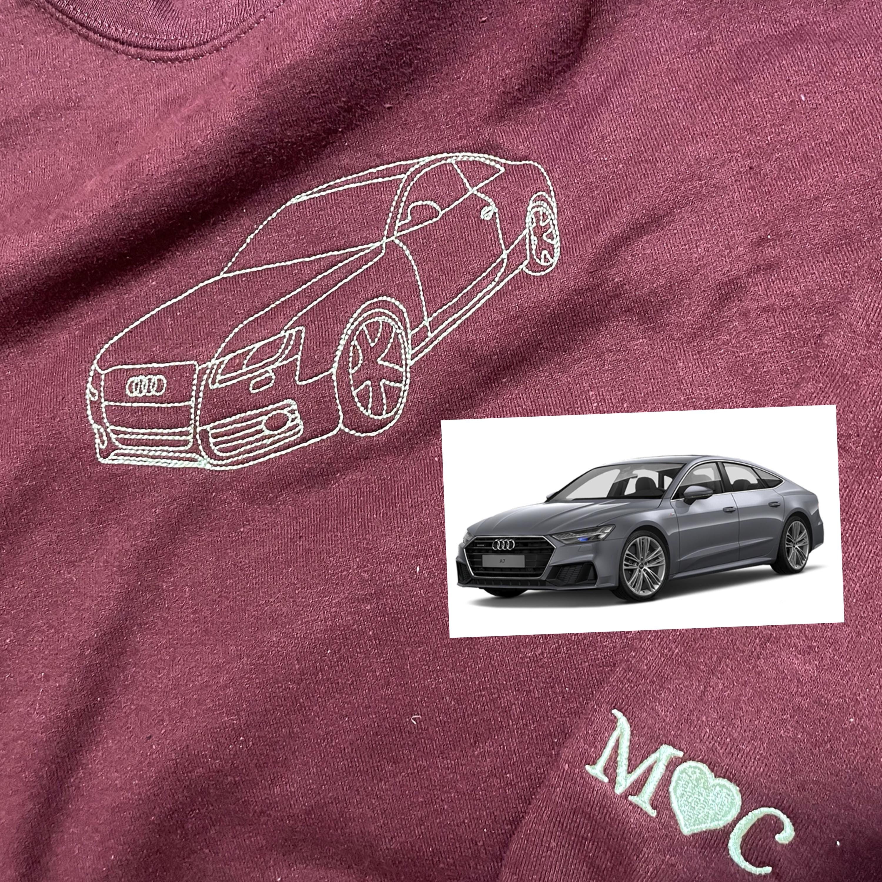 Custom Embroidered Car Outline Sweatshirt For Husband | Gift For Him