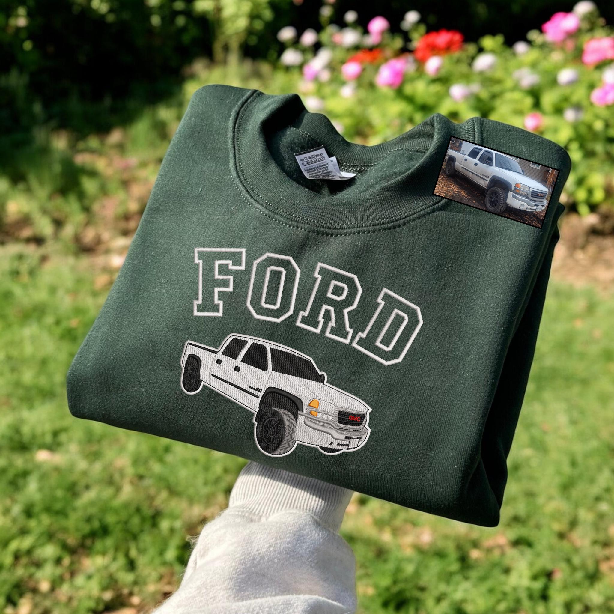 Custom Embroidered Car Full-Color Hoodie, Personalized Gift for Car Lover