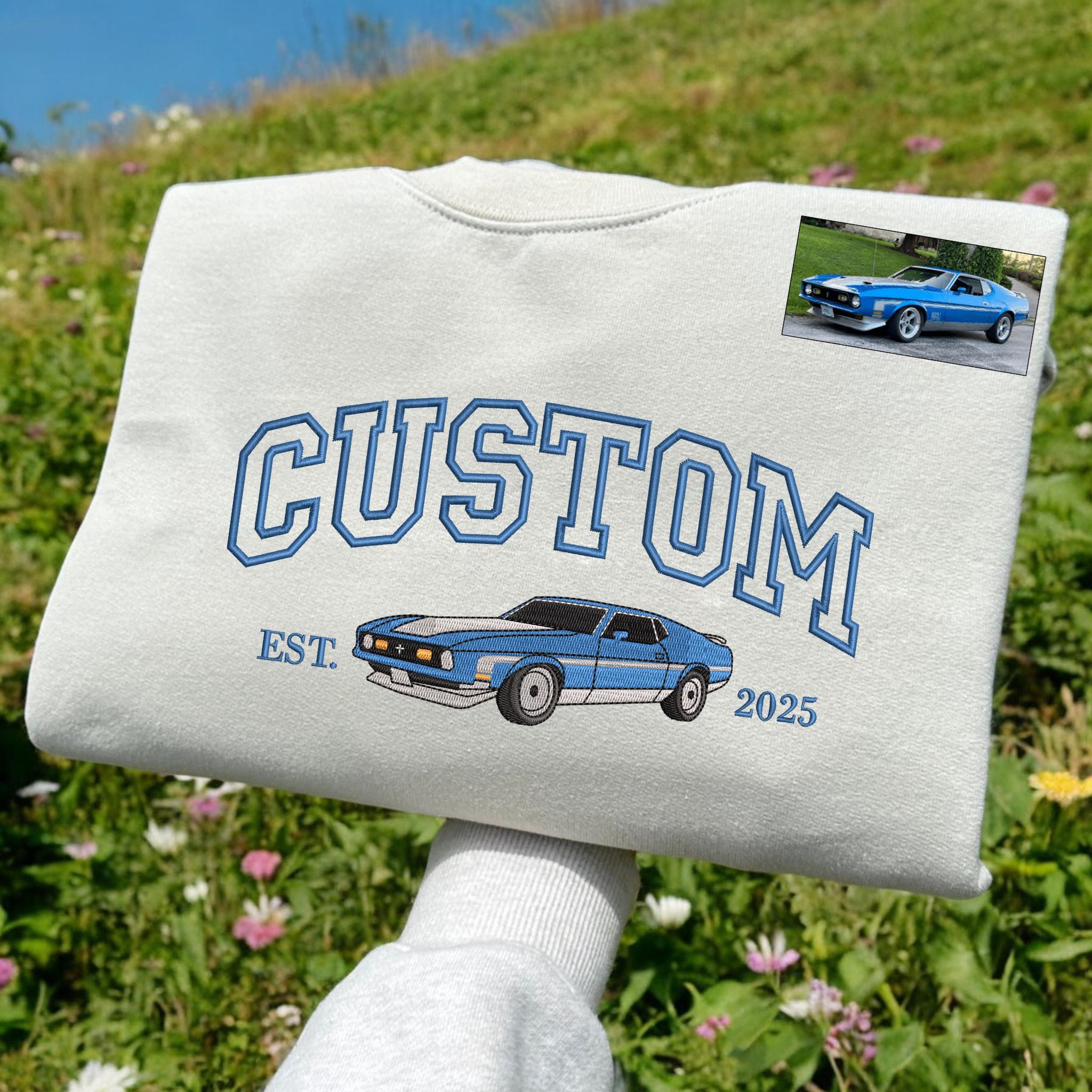 Custom Embroidered Car Sweatshirt Personalized Dad Gift,Valentines Gift for Him