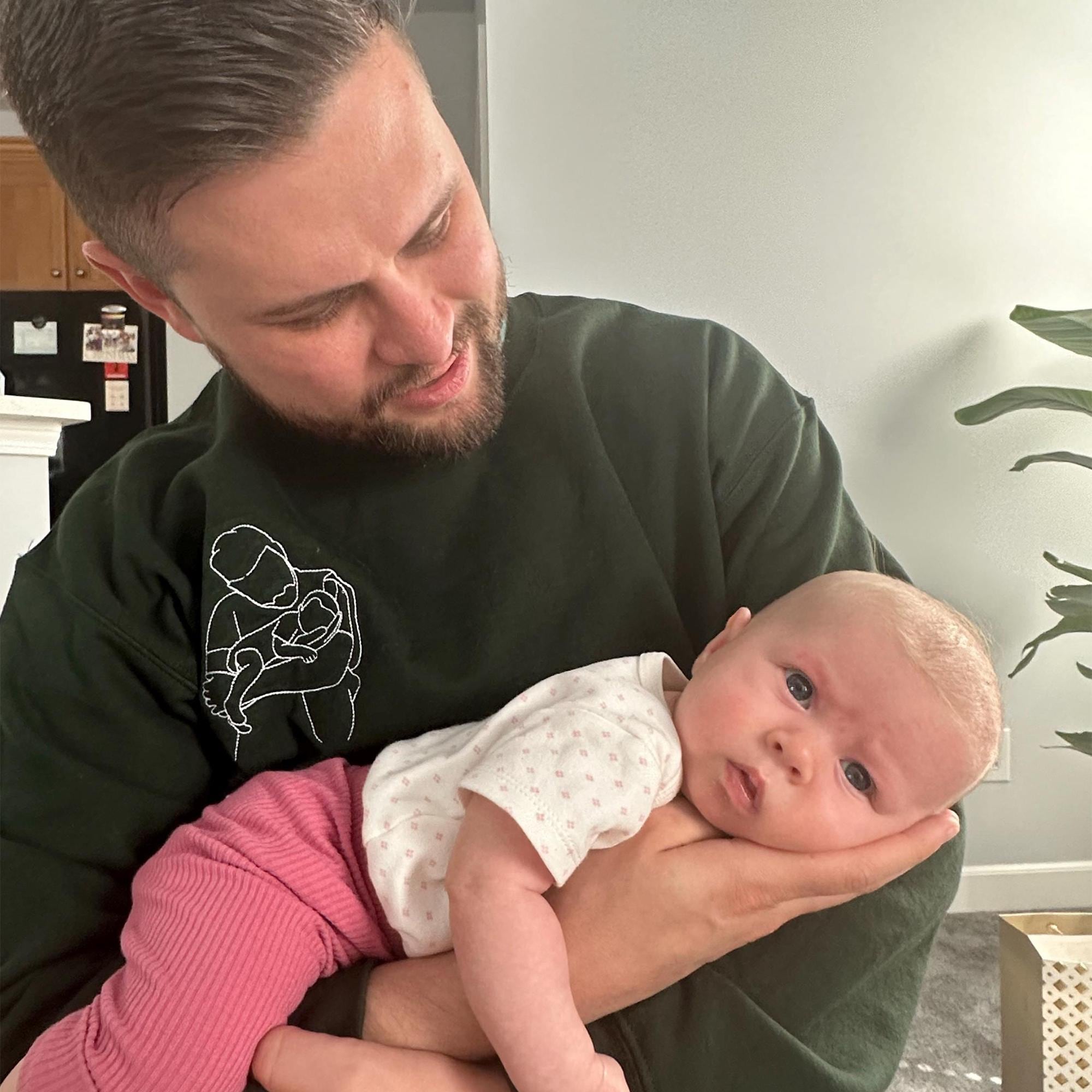 Custom Embroidered Photo T-shirt for Dad | Personalized Dad Portrait Shirt For Father's Day