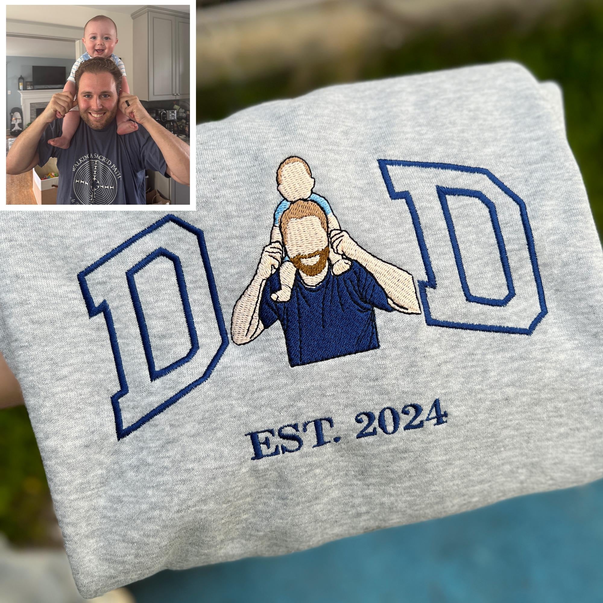 Custom Photo Embroidered Sweatshirt for DAD | Father's Day Gift