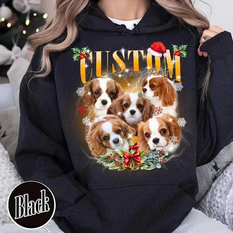 Custom Pet Photo Retro Vintage Christmas T-shirt, Sweatshirt, Hoodie