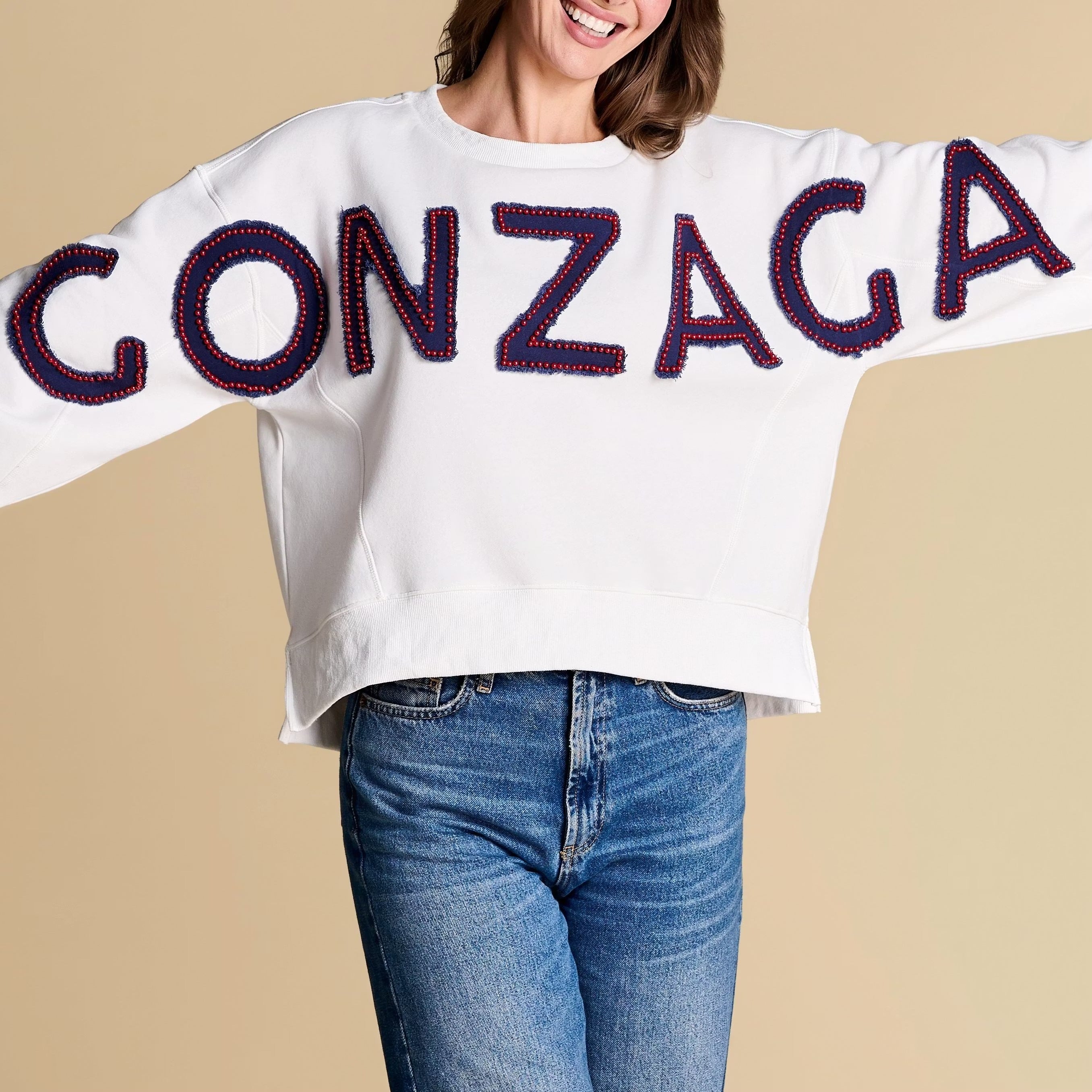 Custom All-Star Distressed Pullover | Gonzaga Bulldogs Game Day Sweatshirt