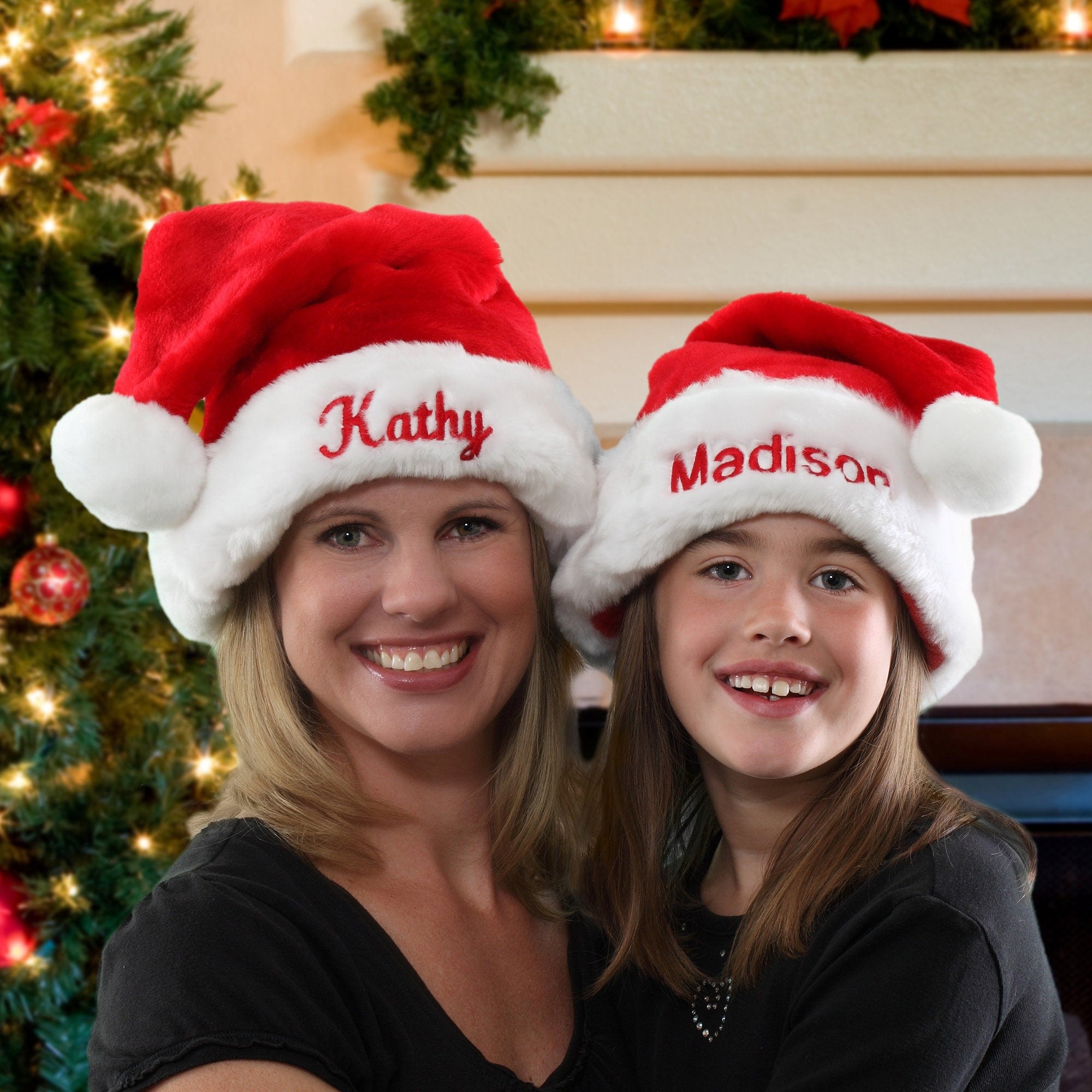 Plush Velvet Personalized Santa Hat, Custom Santa Hats, Hats for Christmas