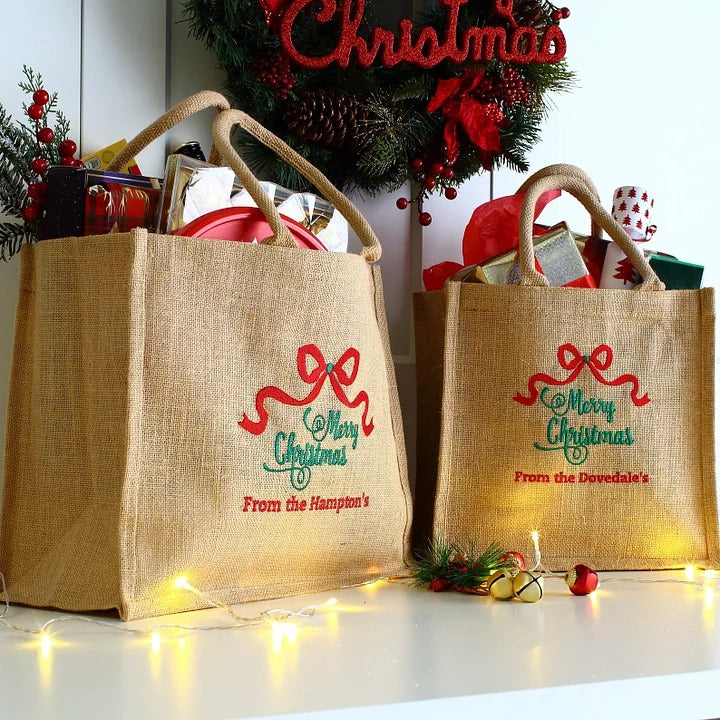 Custom Personalized Embroidered Merry Christmas Gift Bag
