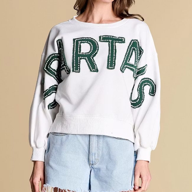 Custom All-Star Distressed Pullover | Michigan State Spartans Game Day Sweatshirt