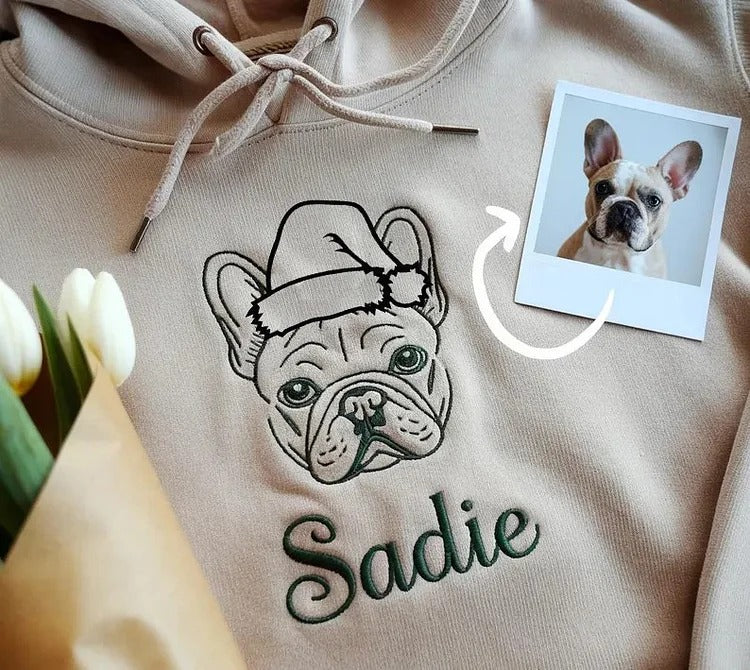 Custom Embroidered Pet Outline Sweater for Christmas or Memorial | Christmas Gifts for Pet Lovers
