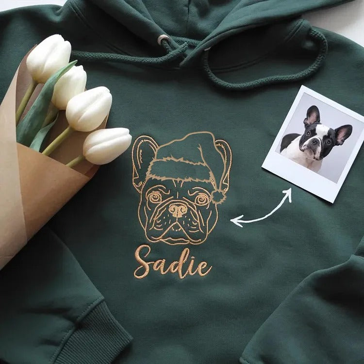Custom Embroidered Pet Outline Sweater for Christmas or Memorial | Christmas Gifts for Pet Lovers
