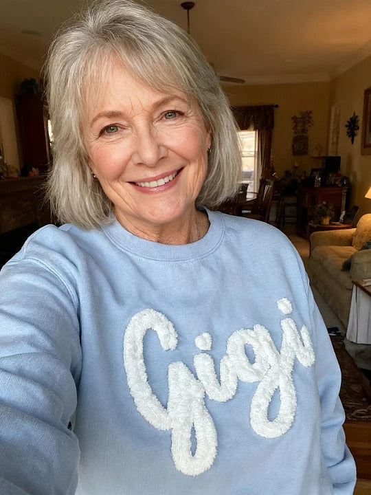 Custom Gigi Honey Name Chenille Yarn Embroidered Sweatshirt | Black Friday Sale