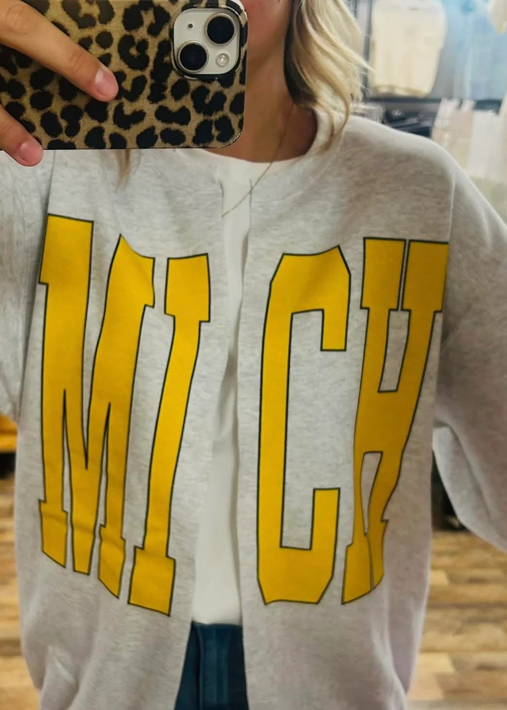 Custom State Mascot Split Cardi Crew Sweatshirt