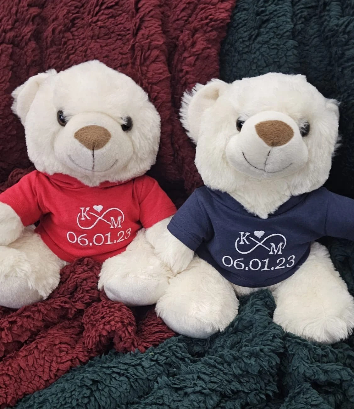 Custom Embroidered Date Name Teddy Bears Valentine's Day Gifts Set