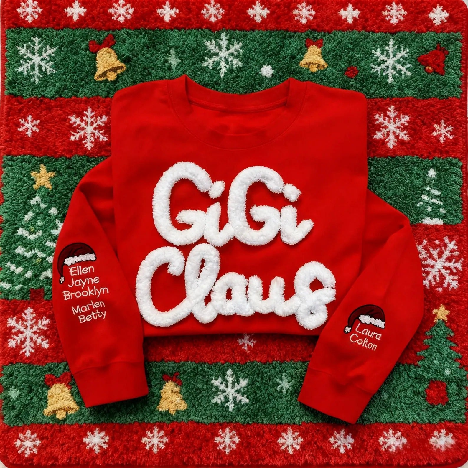 Custom Chenille Gigi Claus Sweatshirt | Personalized Christmas Chenille Mama Crewneck | Christmas Gift for Mom | Black Friday Sale
