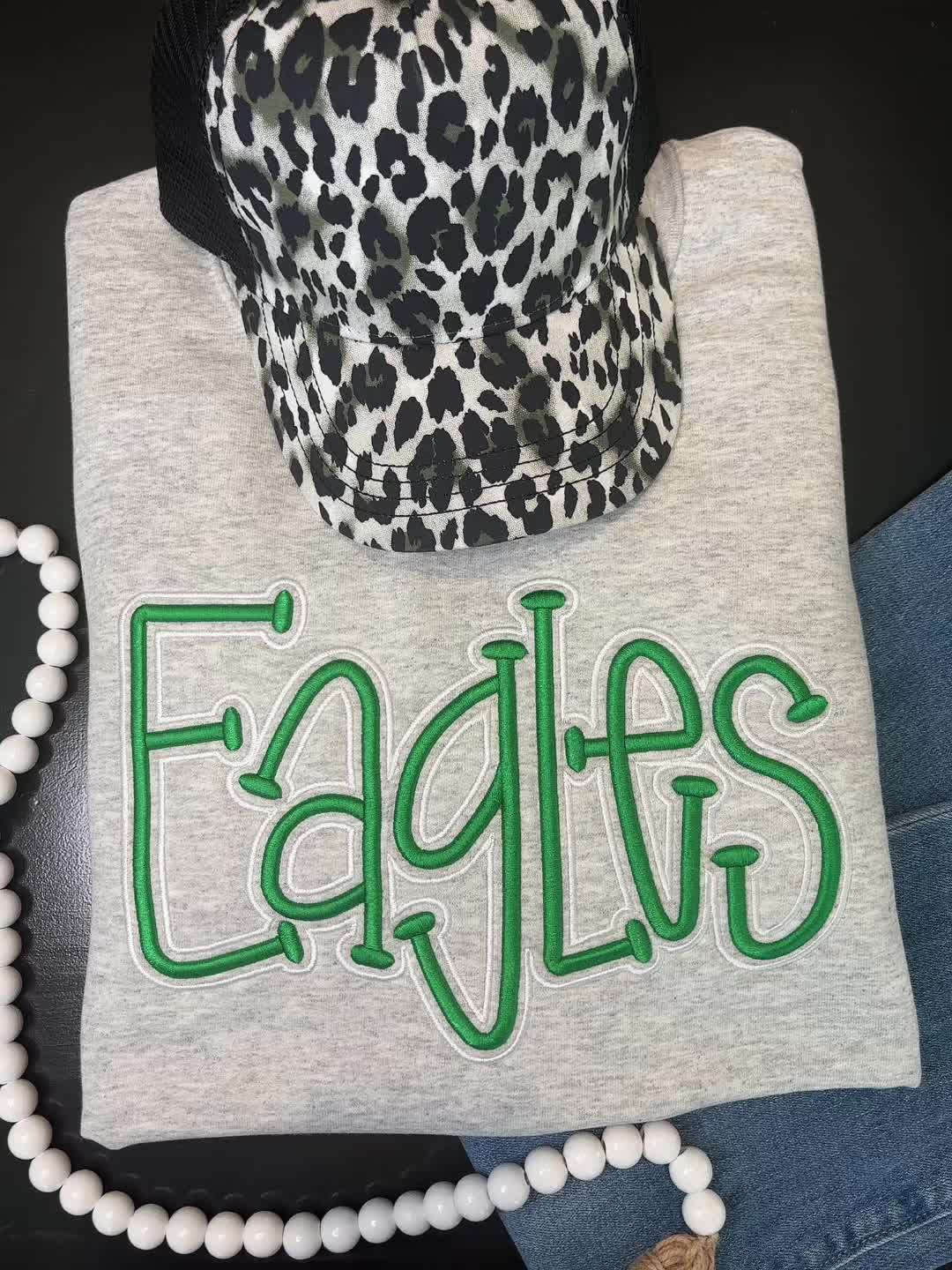 Custom College Team Cropped Double 3D Puff School Mascot Embroidered Sweatshirt