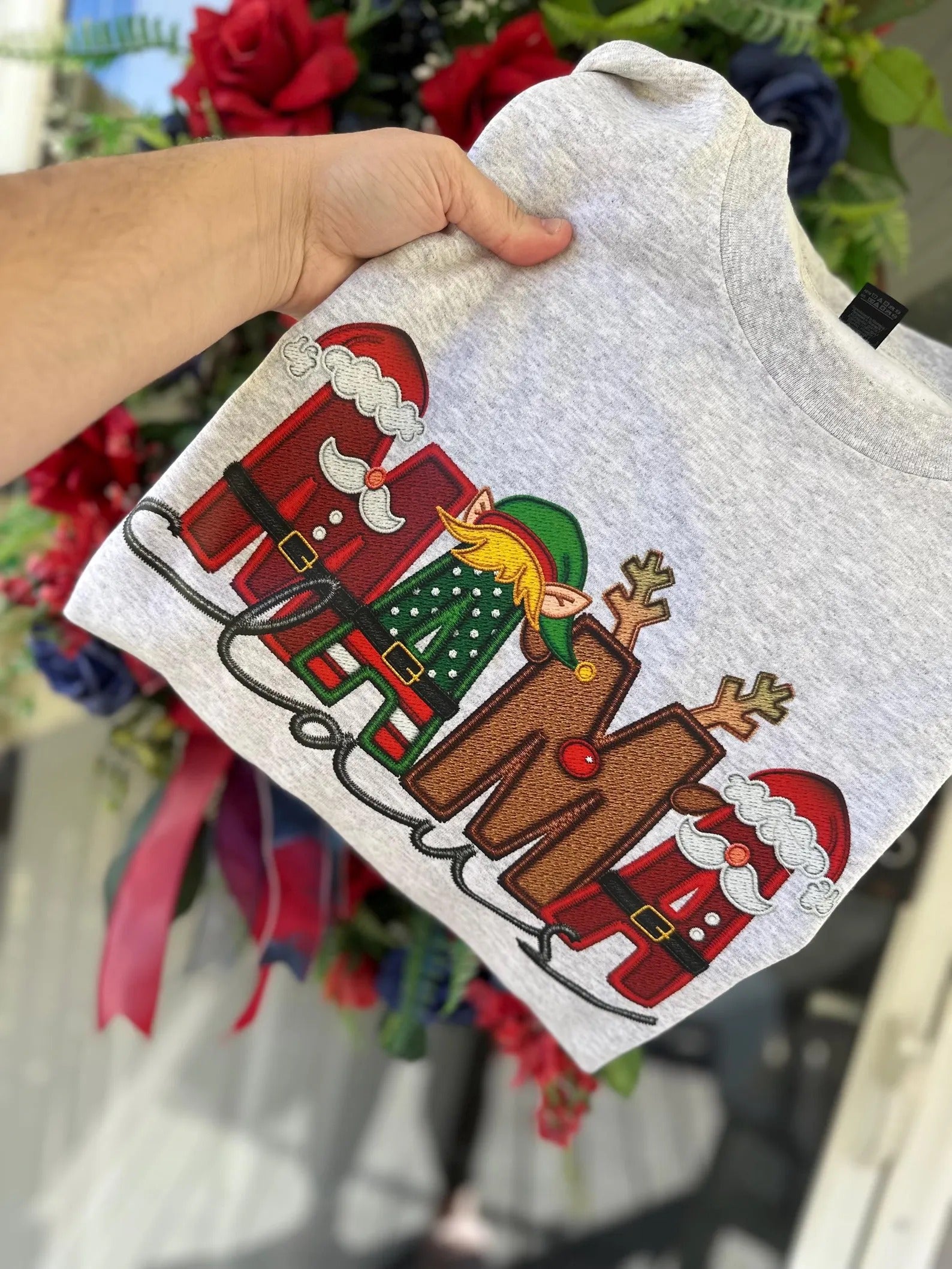 Custom Personalized Embroidered Christmas Mama Claus Family Sweatshirt