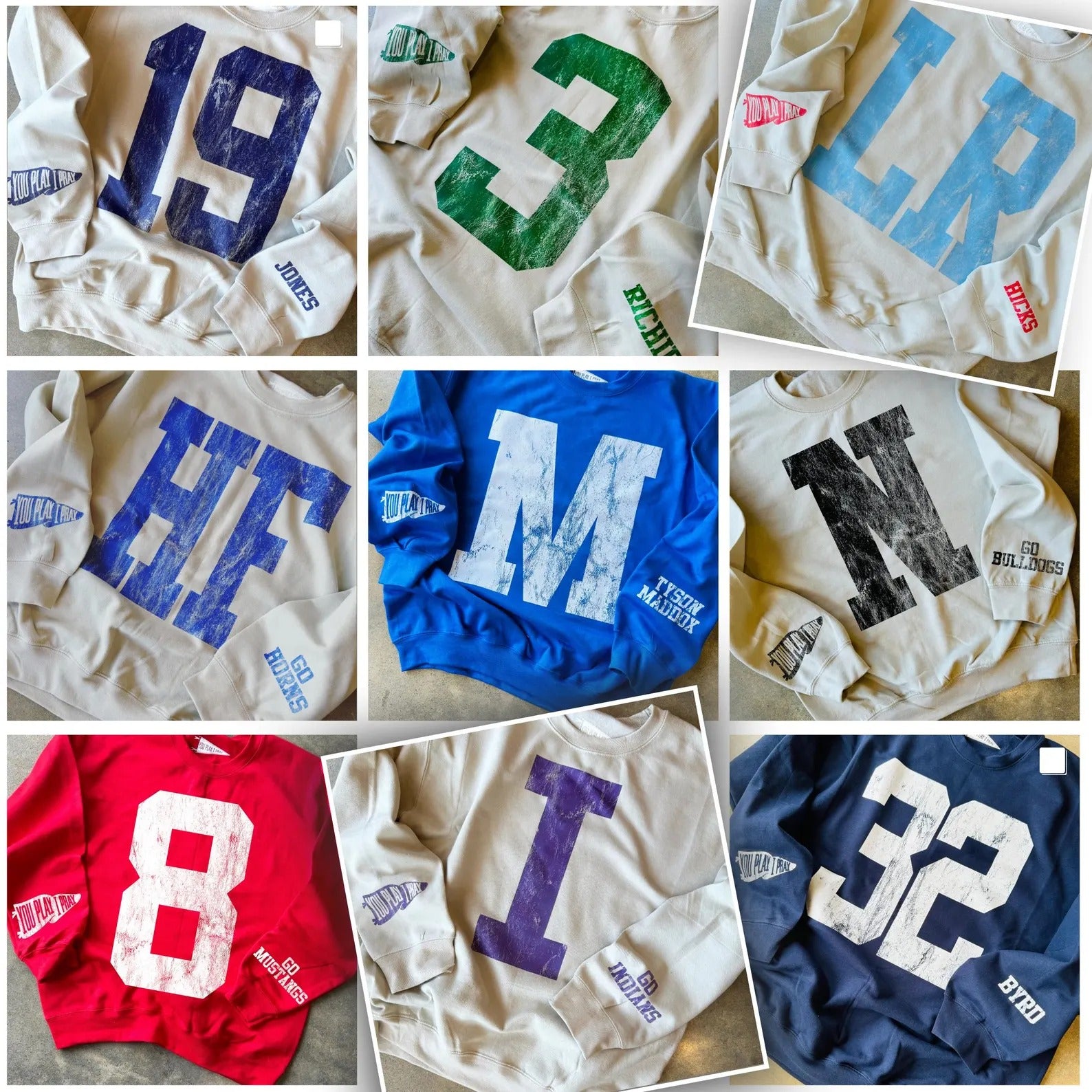 Custom Vintage Varsity Number or Letter Sweatshirt | Personalized Print Team Birthday or City Hoodie